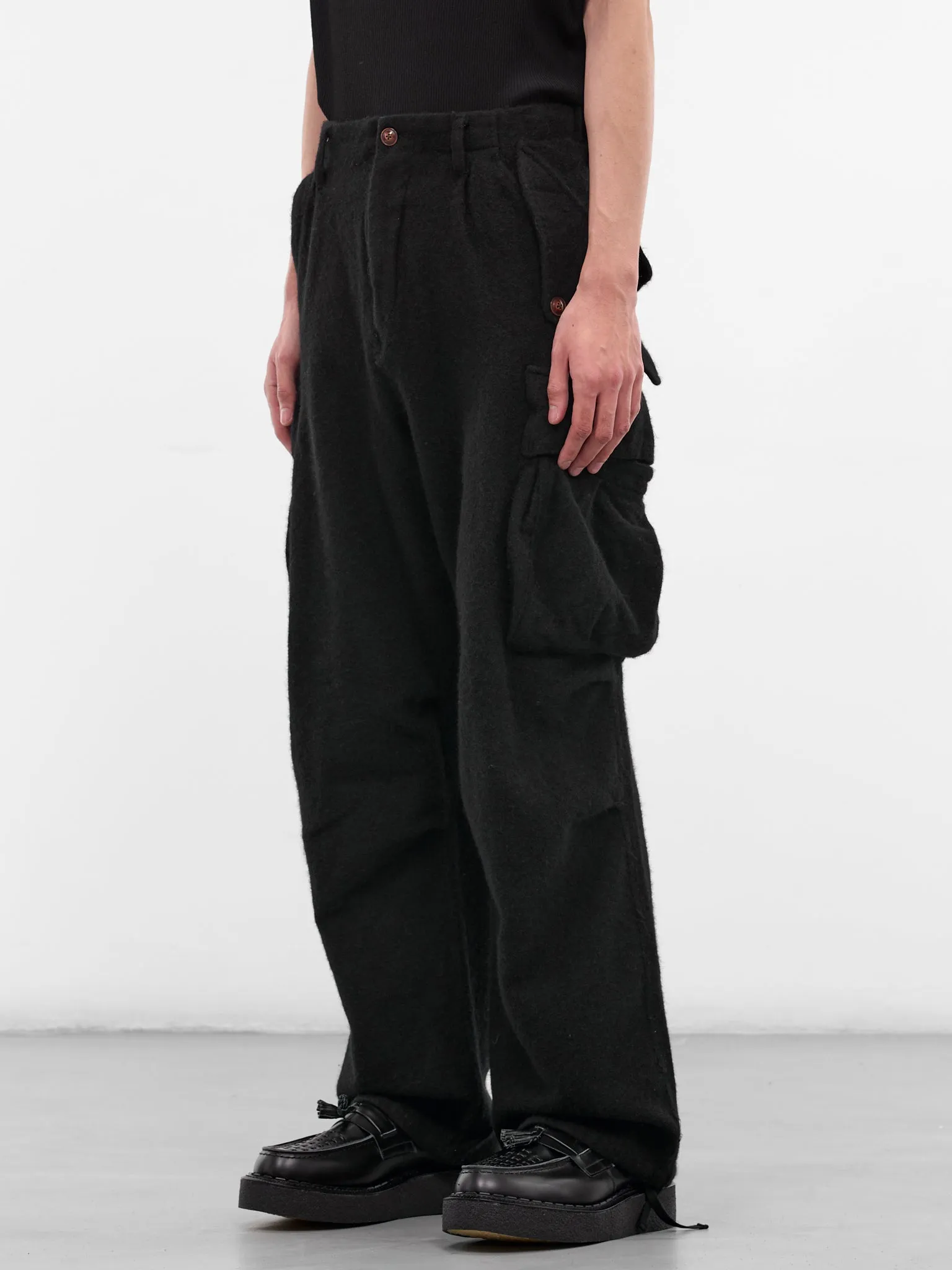 Black Wool Cargo Pants (25FW-P-06-BLACK) sold by lorenzo product image thumbnail 2