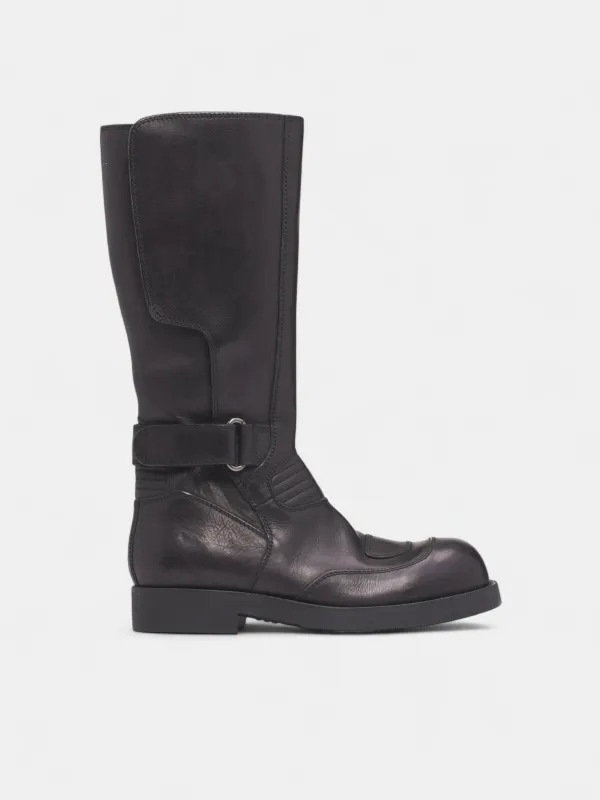 Black Leather Engineer Boots (S66WW0100-P7431-T8013-BLACK) sold by lorenzo