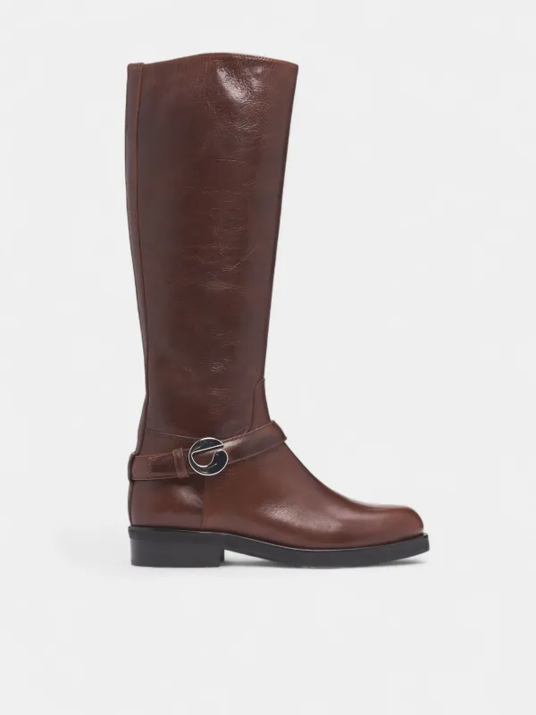 Brown Leather High Cavalier Boots (COPSH85F6064-BROWN) sold by lorenzo