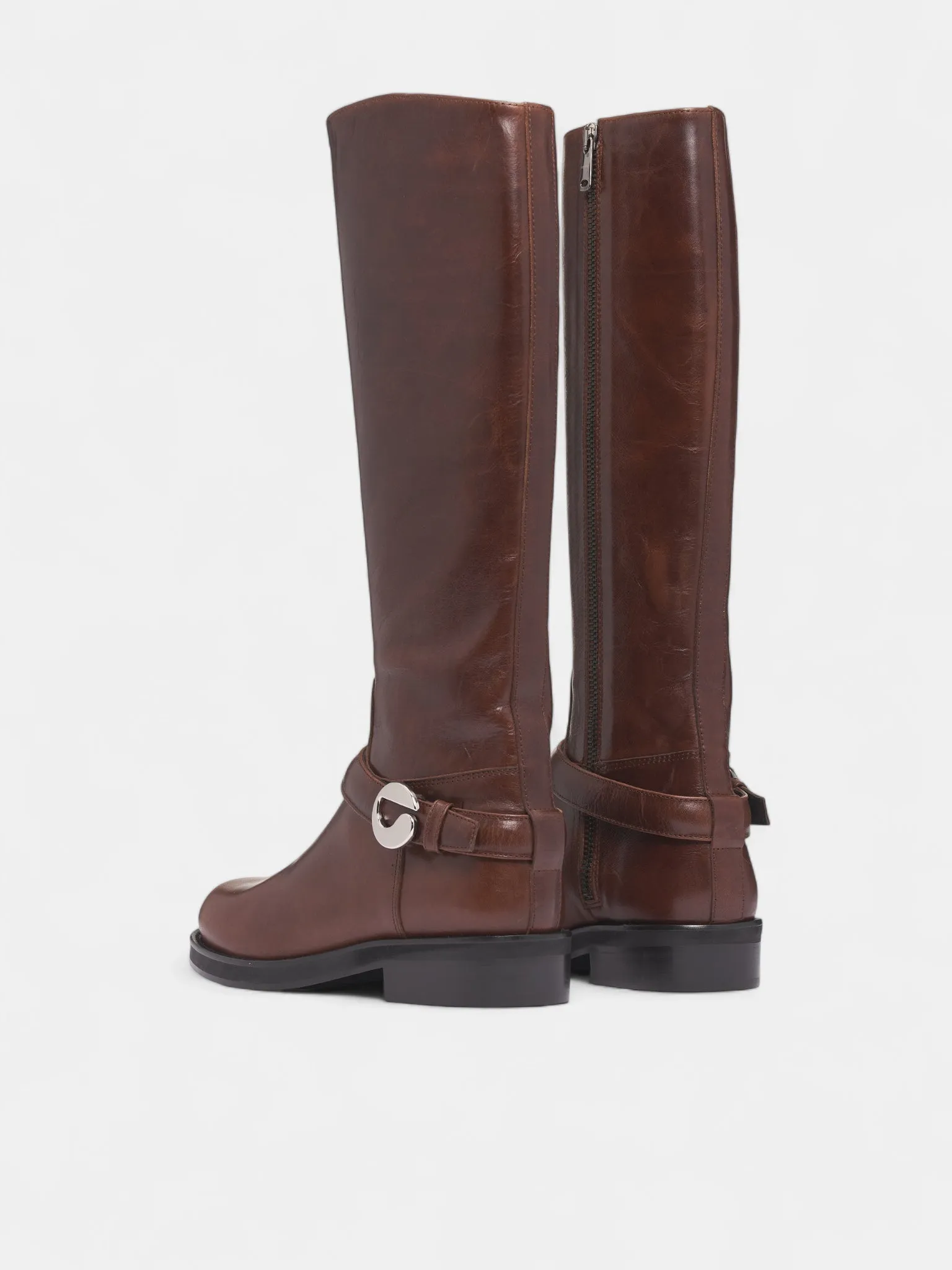 Brown Leather High Cavalier Boots (COPSH85F6064-BROWN) sold by lorenzo product image thumbnail 5