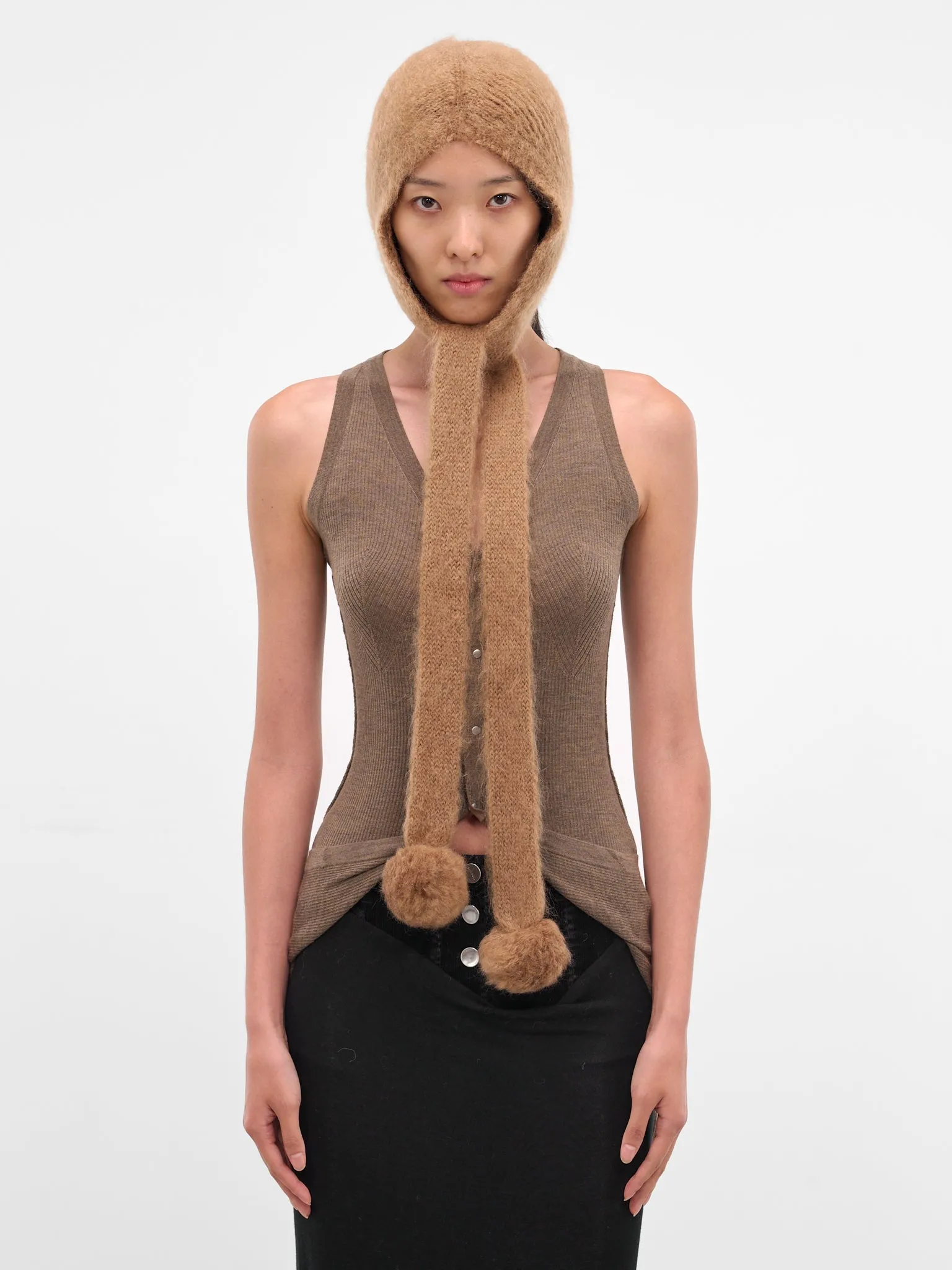 Beige Mohair Earflaps Cap (FN-UX-ACCS000195-CLAY-BEIGE) sold by lorenzo