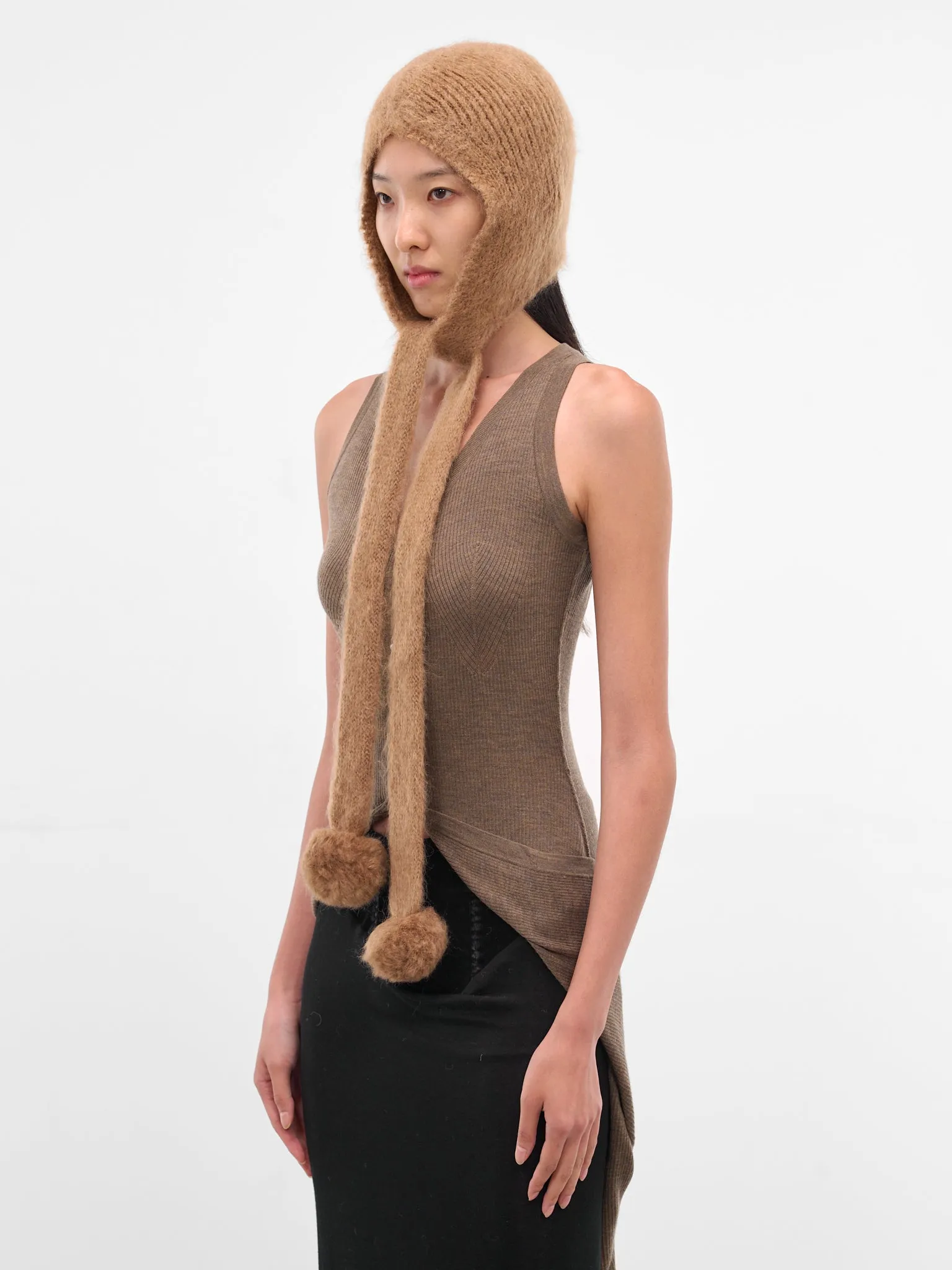 Beige Mohair Earflaps Cap (FN-UX-ACCS000195-CLAY-BEIGE) sold by lorenzo product image thumbnail 2