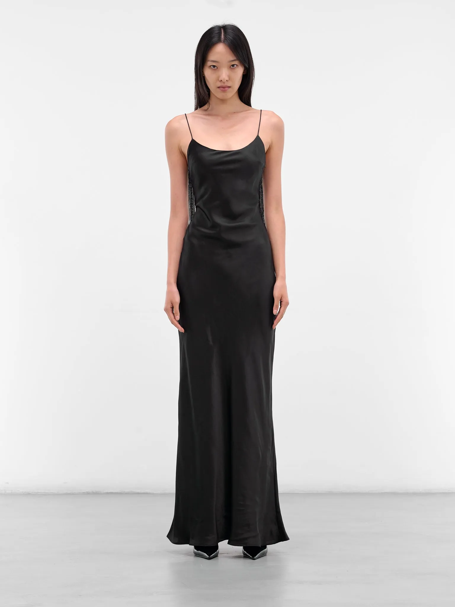 Black Silk Lattice Lace Gown (25033818-BLACK) sold by lorenzo
