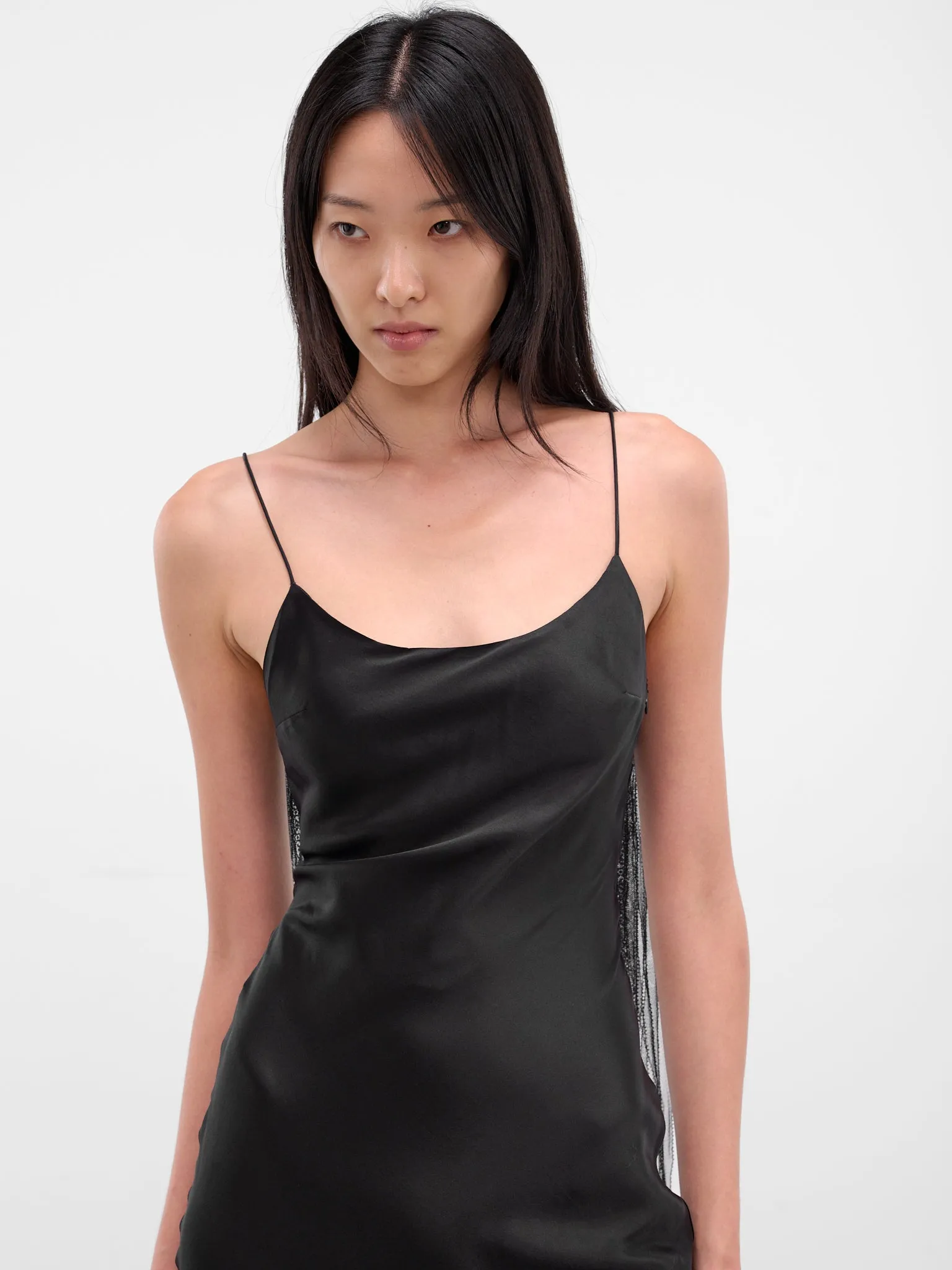 Black Silk Lattice Lace Gown (25033818-BLACK) sold by lorenzo product image thumbnail 4