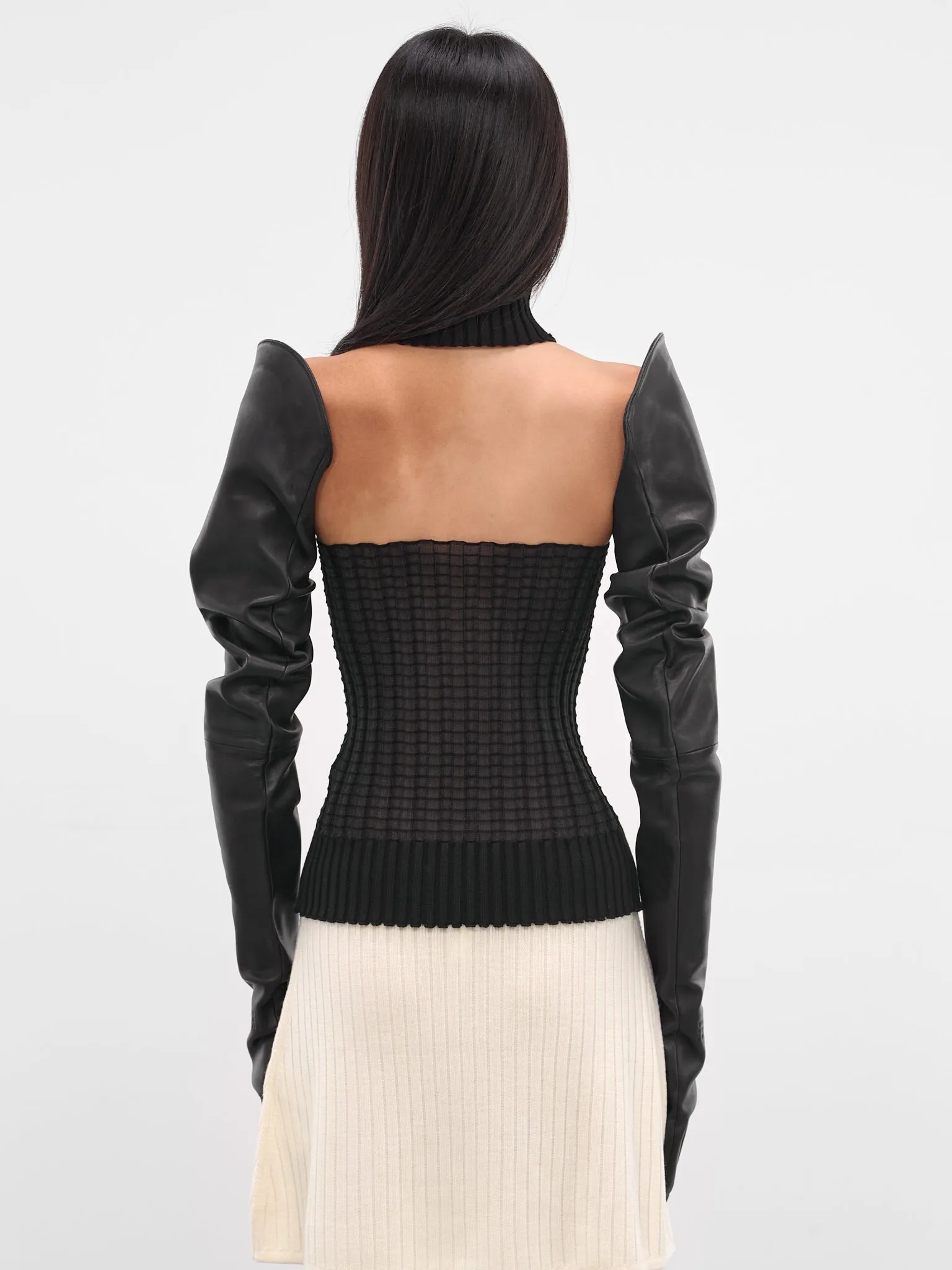 Black Glazed Lambskin Opera Gloves (S62TS0079-M07014-900-BLACK) sold by lorenzo product image thumbnail 3