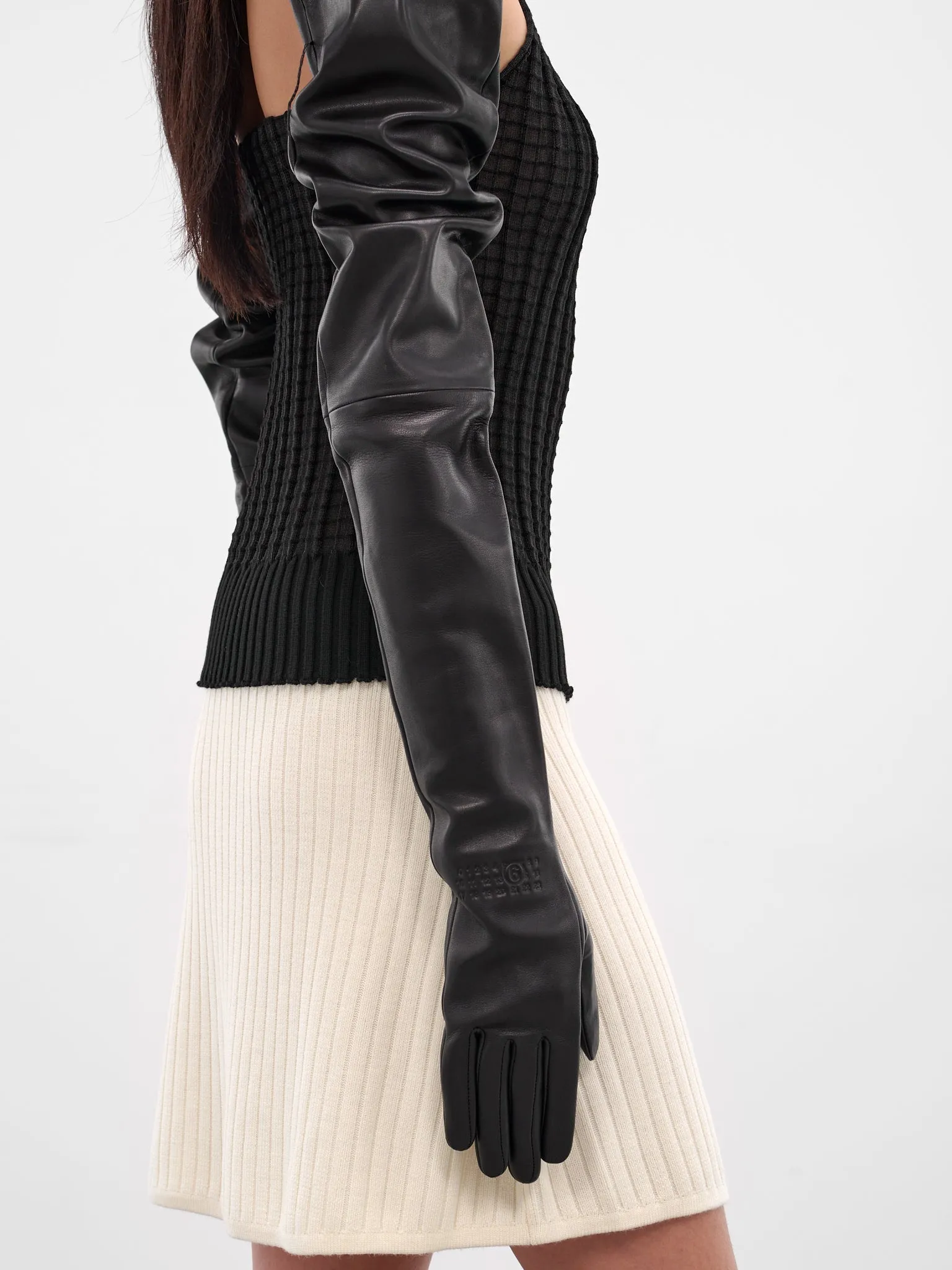 Black Glazed Lambskin Opera Gloves (S62TS0079-M07014-900-BLACK) sold by lorenzo product image thumbnail 4
