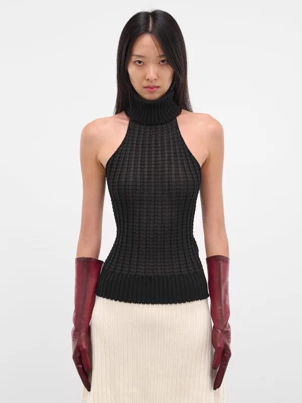 Red Glazed Lambskin Mid-Length Gloves (S62TS0080-M07014-248-RED) sold by lorenzo