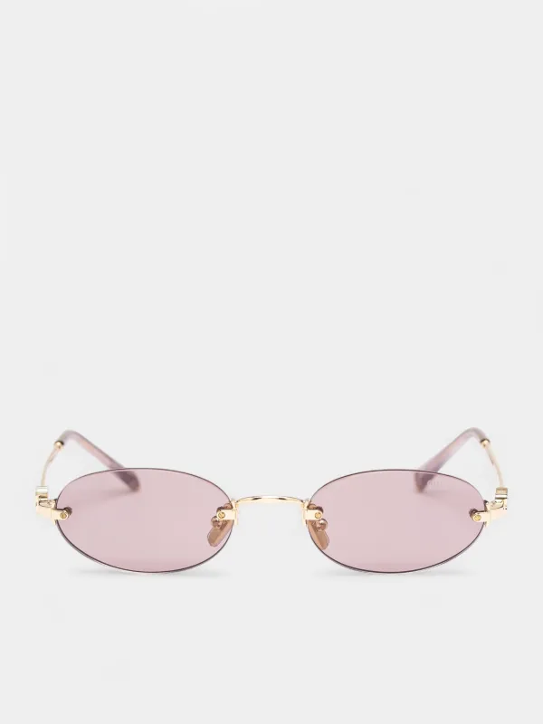 Gold-Tone Metal Oval Sunglasses (0MU-A54S-GOLD-PURPLE-BROWN) sold by lorenzo