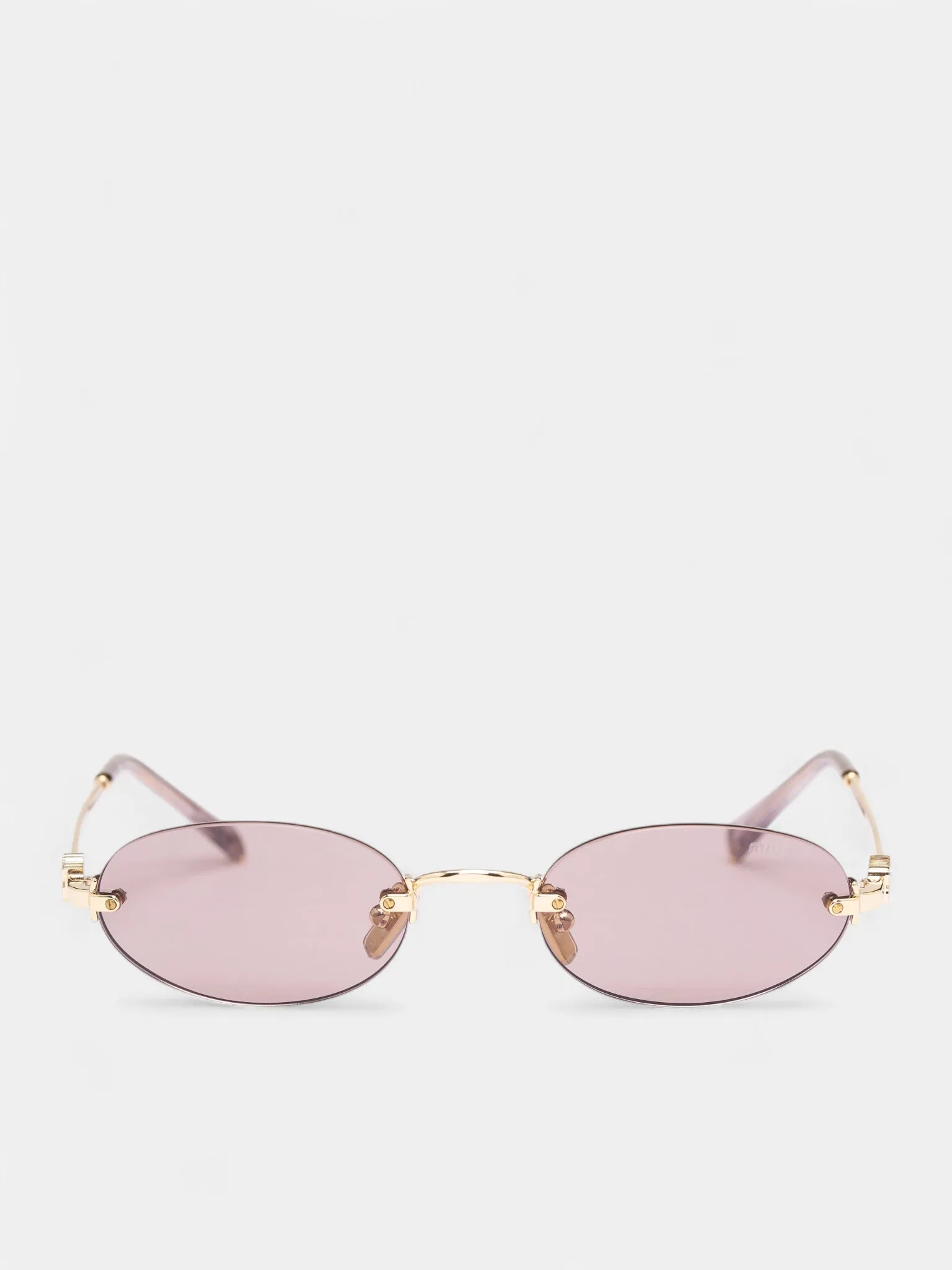 Gold-Tone Metal Oval Sunglasses (0MU-A54S-GOLD-PURPLE-BROWN) sold by lorenzo