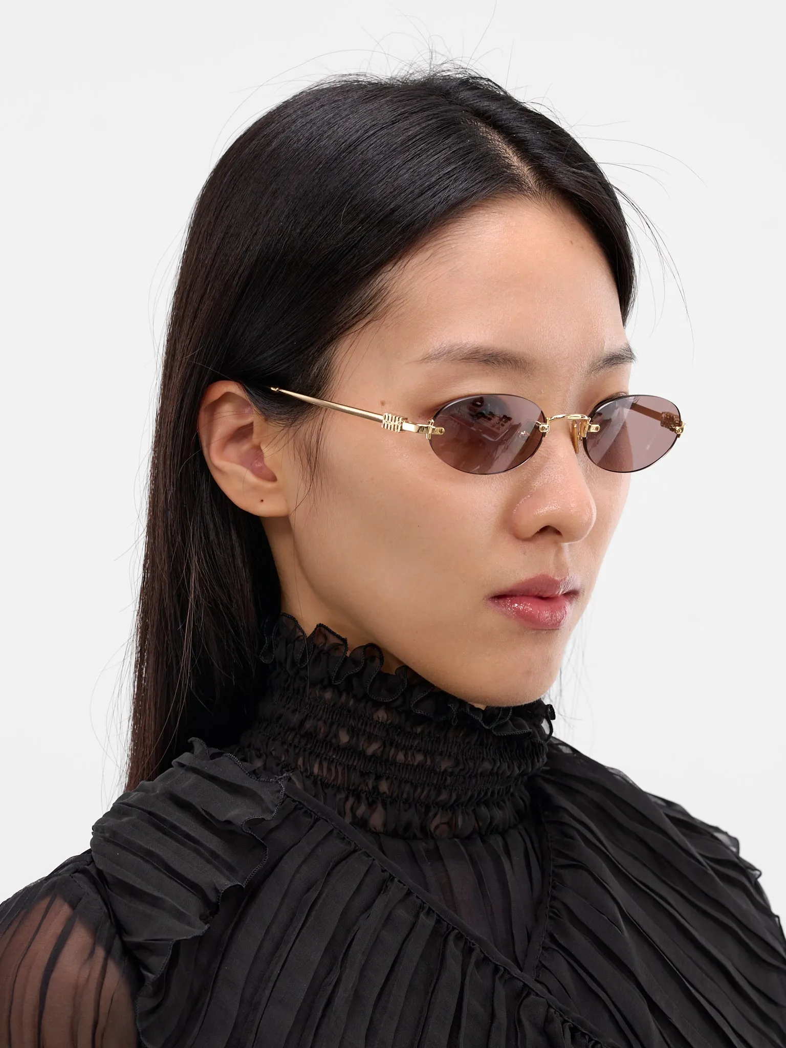 Gold-Tone Metal Oval Sunglasses (0MU-A54S-GOLD-PURPLE-BROWN) sold by lorenzo product image thumbnail 3