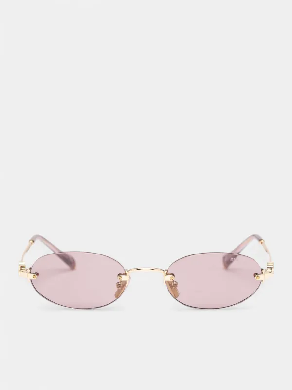 Gold-Tone Metal Oval Sunglasses (OMU-A54S-5AK0I51- GOLD-LIGHT-P) sold by lorenzo