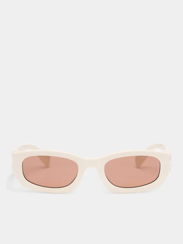 White Matte Rectangular Sunglasses (OMU-B04S-21D90Q53-MILK-BROWN) sold by lorenzo