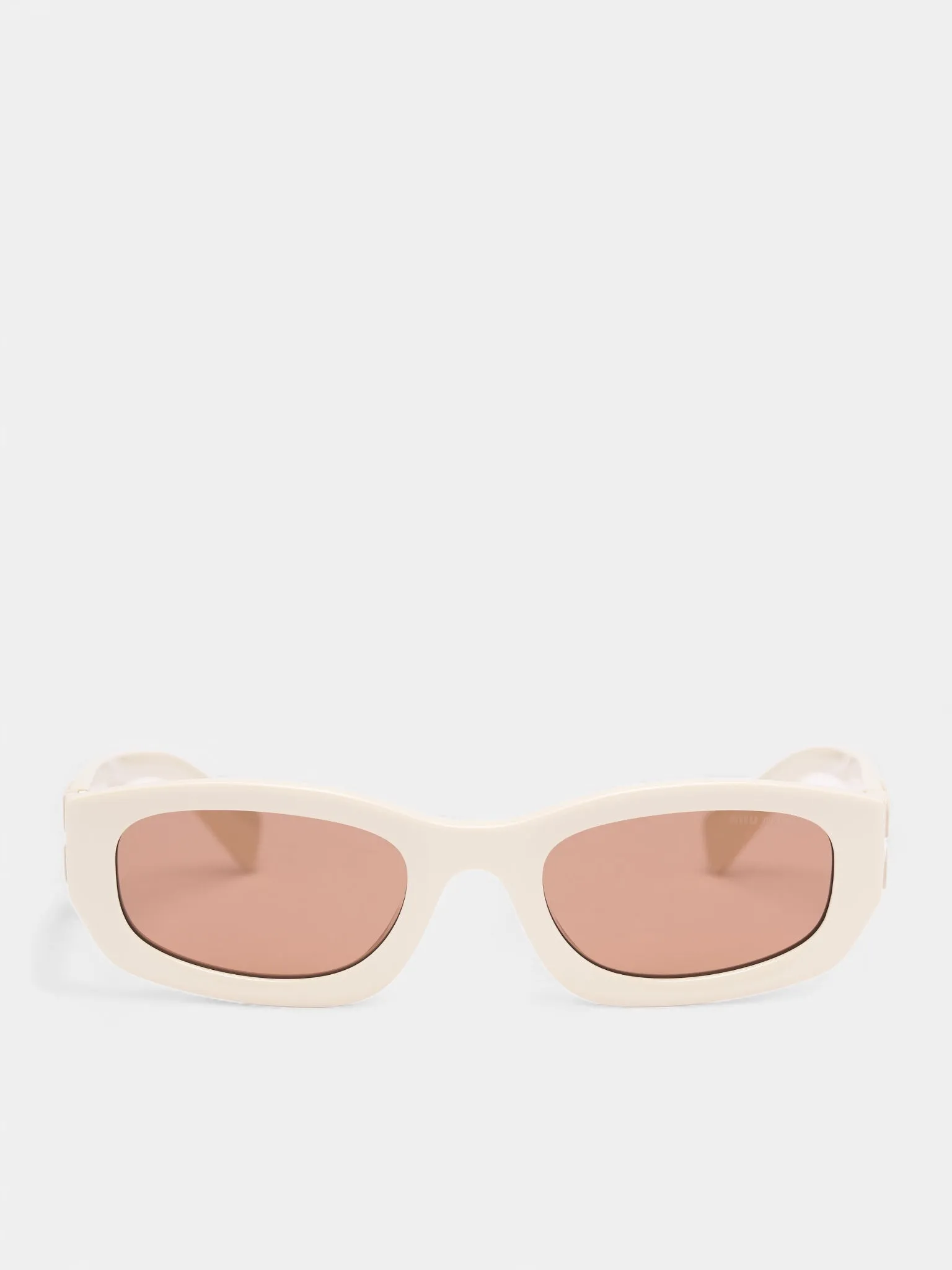 White Matte Rectangular Sunglasses (OMU-B04S-21D90Q53-MILK-BROWN) sold by lorenzo