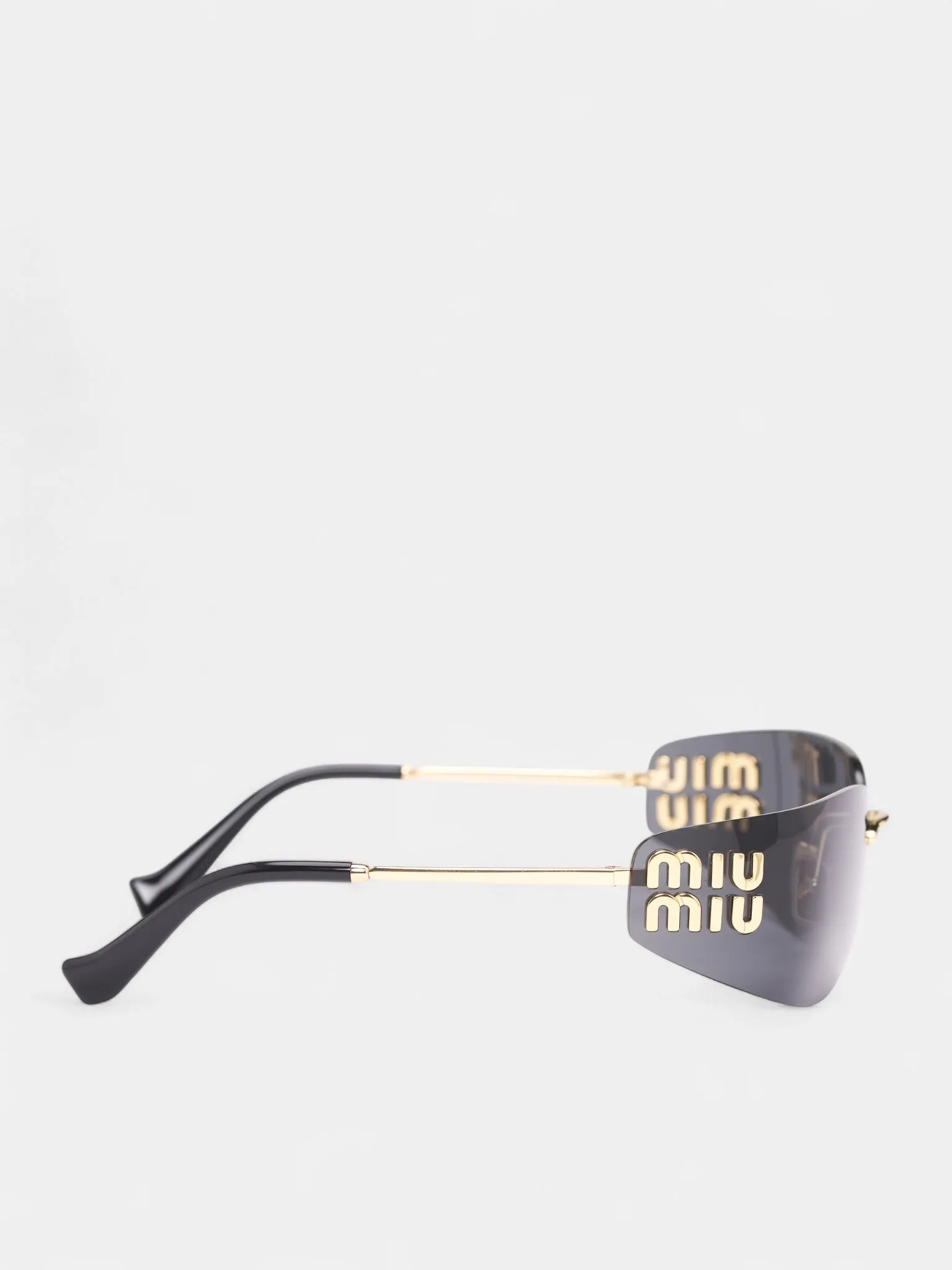 Gold-Tone Metal Shield Sunglasses (OMU-A51S-5AK5S075-GOLD-DARK-GR) sold by lorenzo product image thumbnail 2
