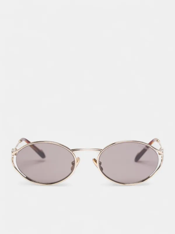 Gold-Tone Metal Oval Sunglasses (OMU-52YS-ZVN80Q54-PALE-GOLD) sold by lorenzo