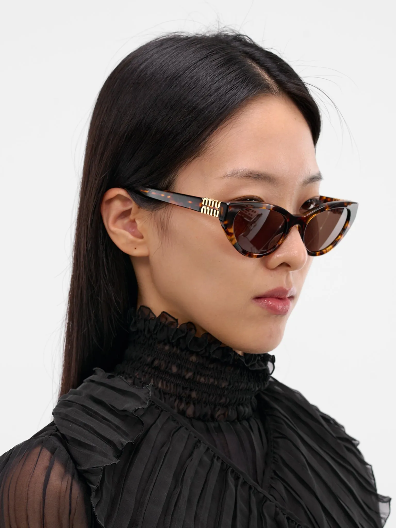 Brown Tortoiseshell Cat-Eye Sunglasses (0MUA04S-14L60M54-DARK-BROWN) sold by lorenzo product image thumbnail 3