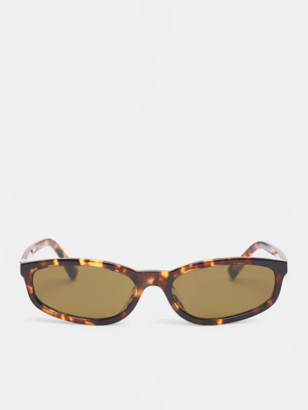 Brown Tortoiseshell Oval Sunglasses (0MU-A06S-14LC9Z54-DARK-BROWN) sold by lorenzo