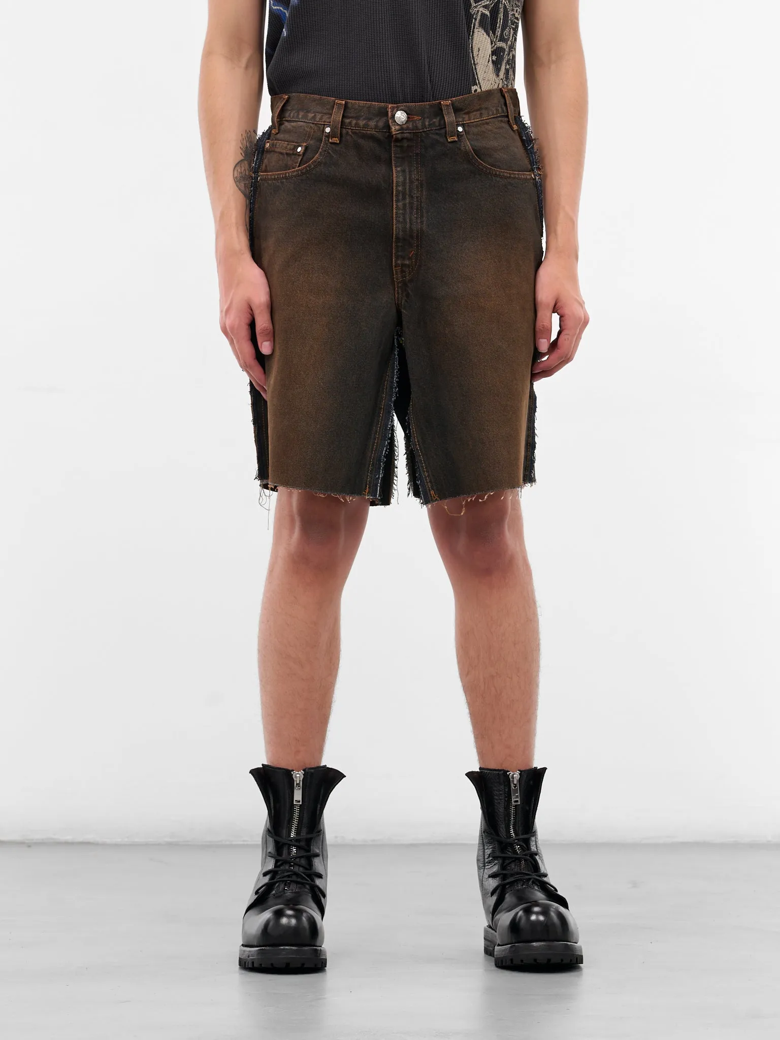 Brown Switchblade Deconstructed Denim Shorts (SWITCHBLADE-BROWN) sold by lorenzo
