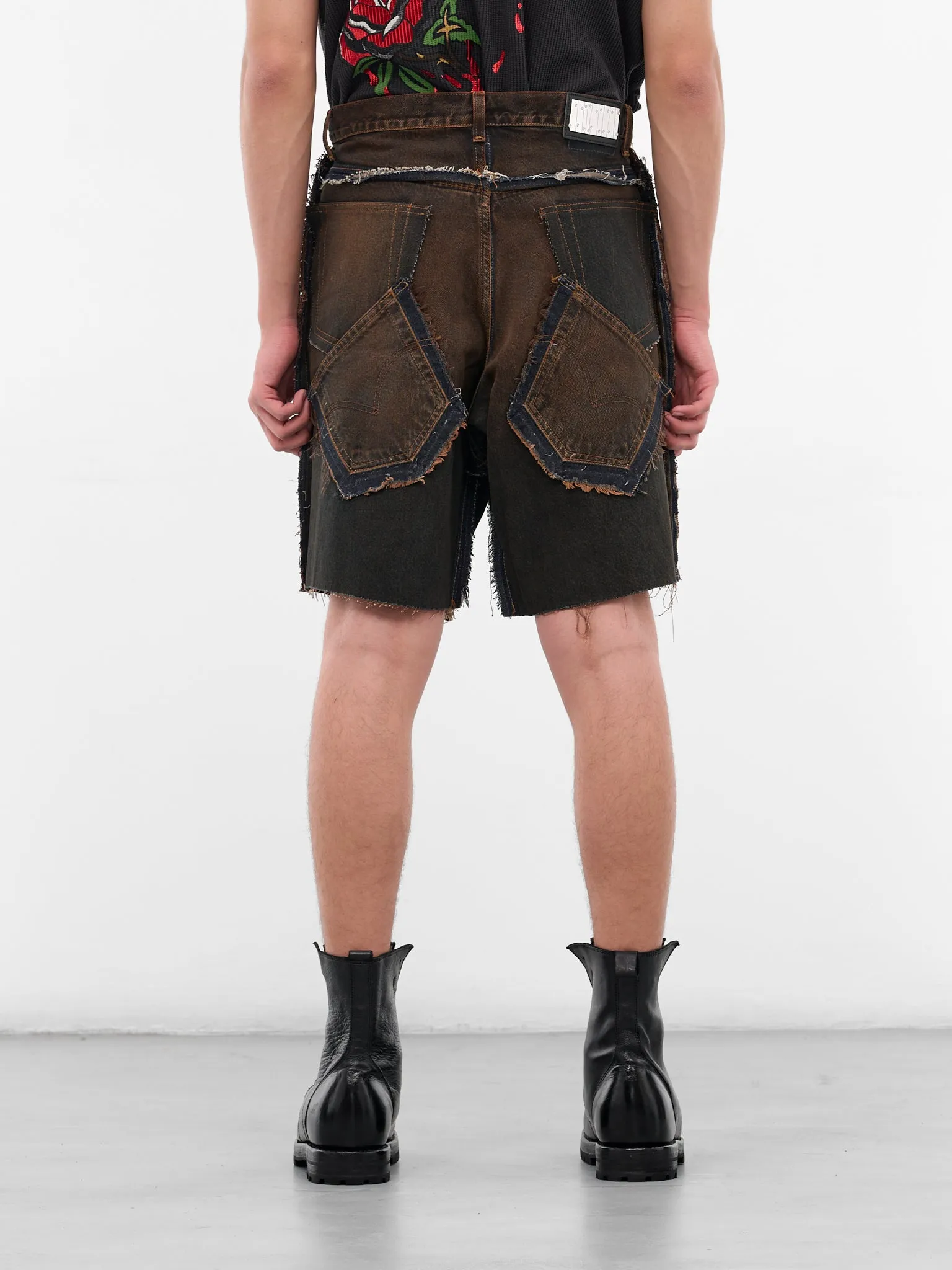 Brown Switchblade Deconstructed Denim Shorts (SWITCHBLADE-BROWN) sold by lorenzo product image thumbnail 3