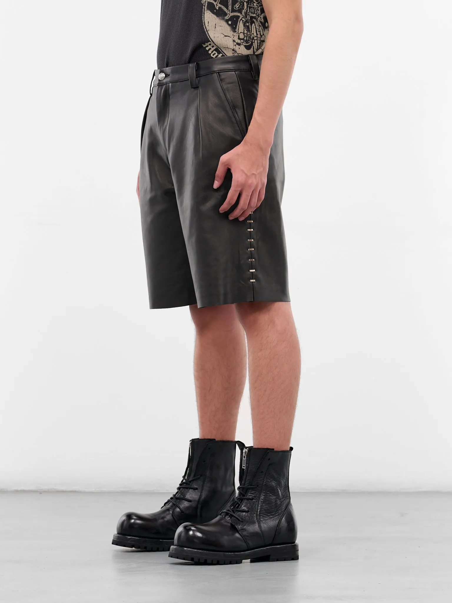 Black Business Leather Shorts (BUSINESS-SHORT-BLACK) sold by lorenzo product image thumbnail 2