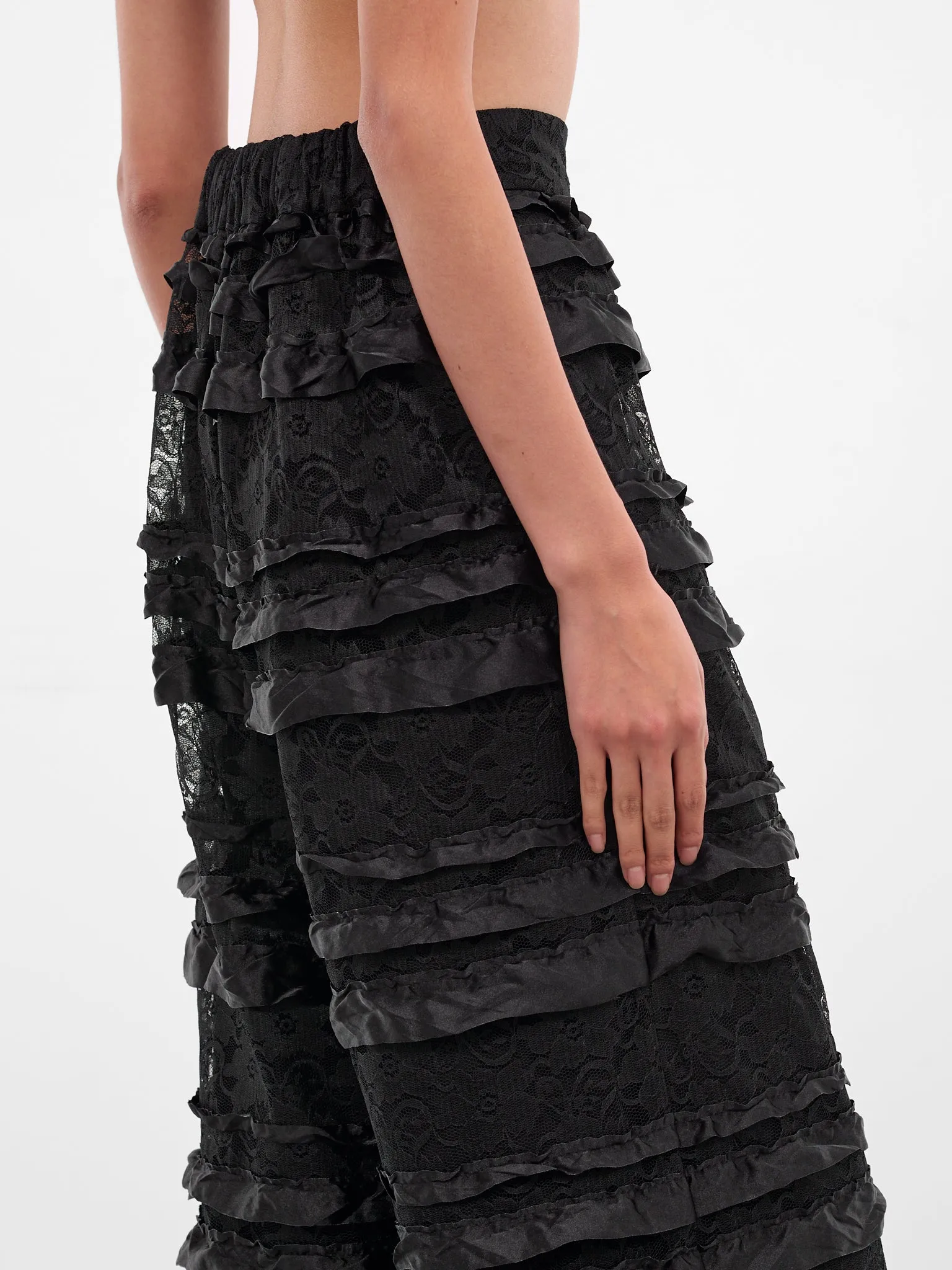 Black Layered Lace Ruffle Trousers (NP08-P006-RFLA-BLACK) sold by lorenzo product image thumbnail 4