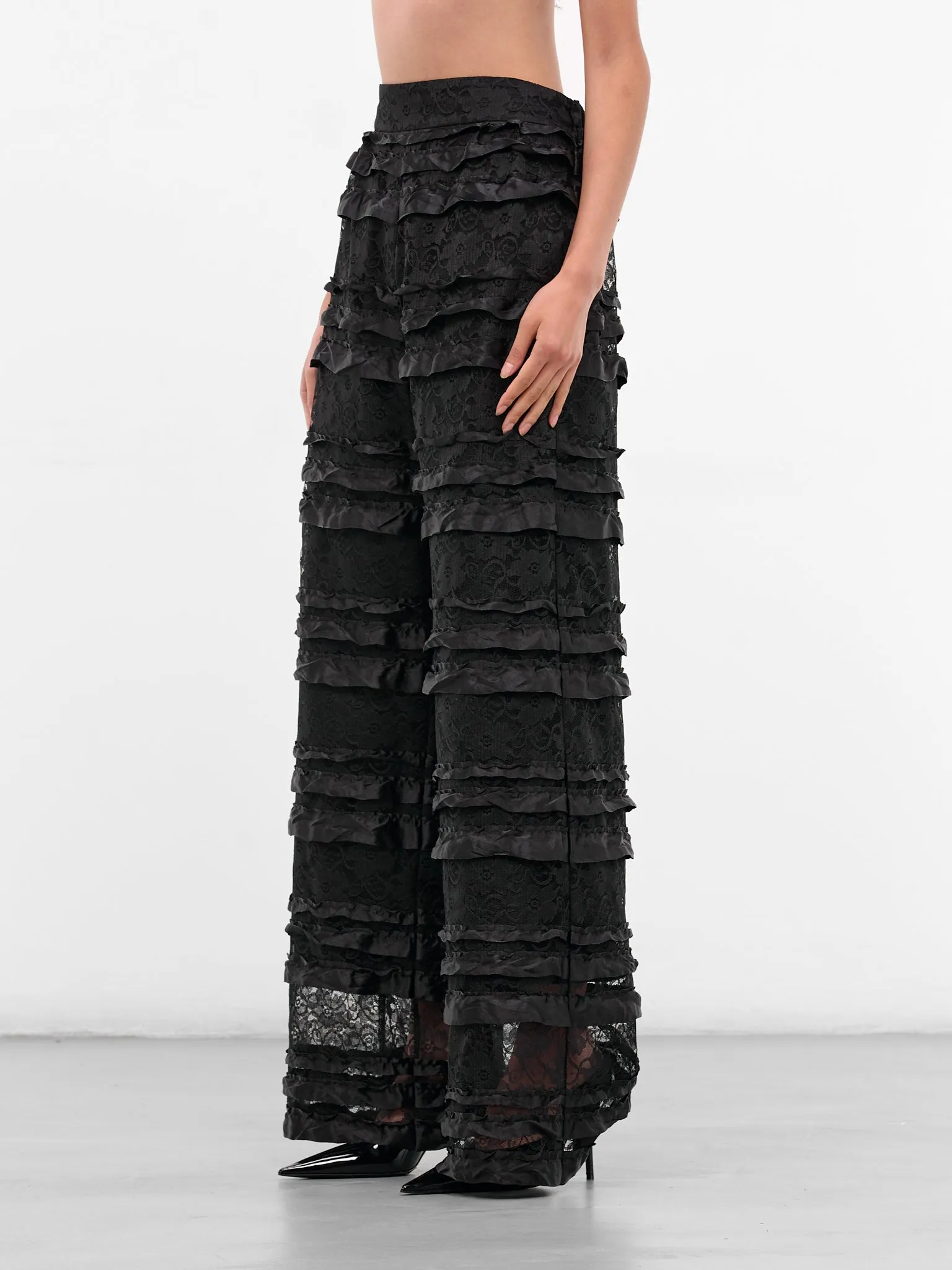 Black Layered Lace Ruffle Trousers (NP08-P006-RFLA-BLACK) sold by lorenzo product image thumbnail 2