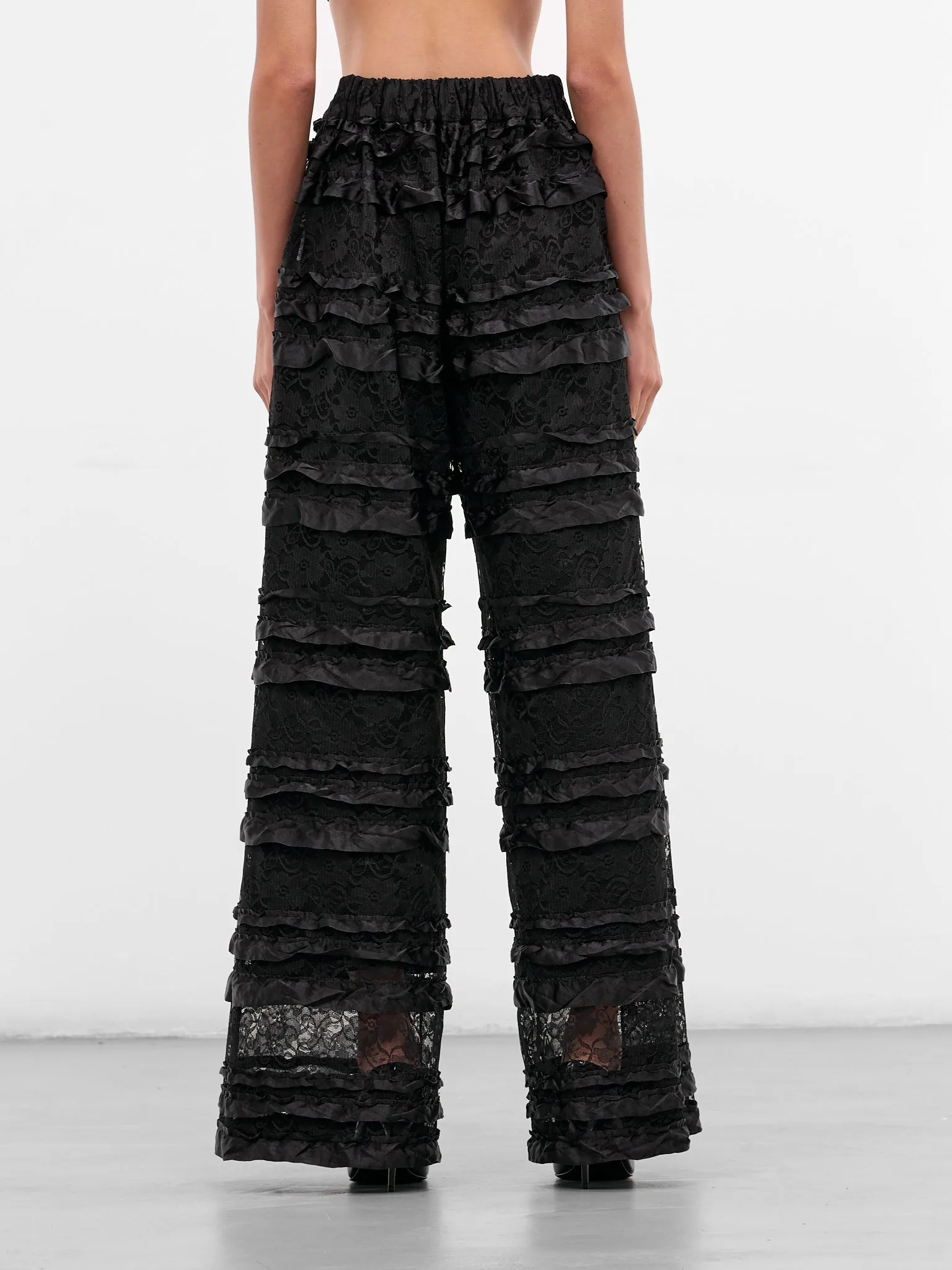 Black Layered Lace Ruffle Trousers (NP08-P006-RFLA-BLACK) sold by lorenzo product image thumbnail 3