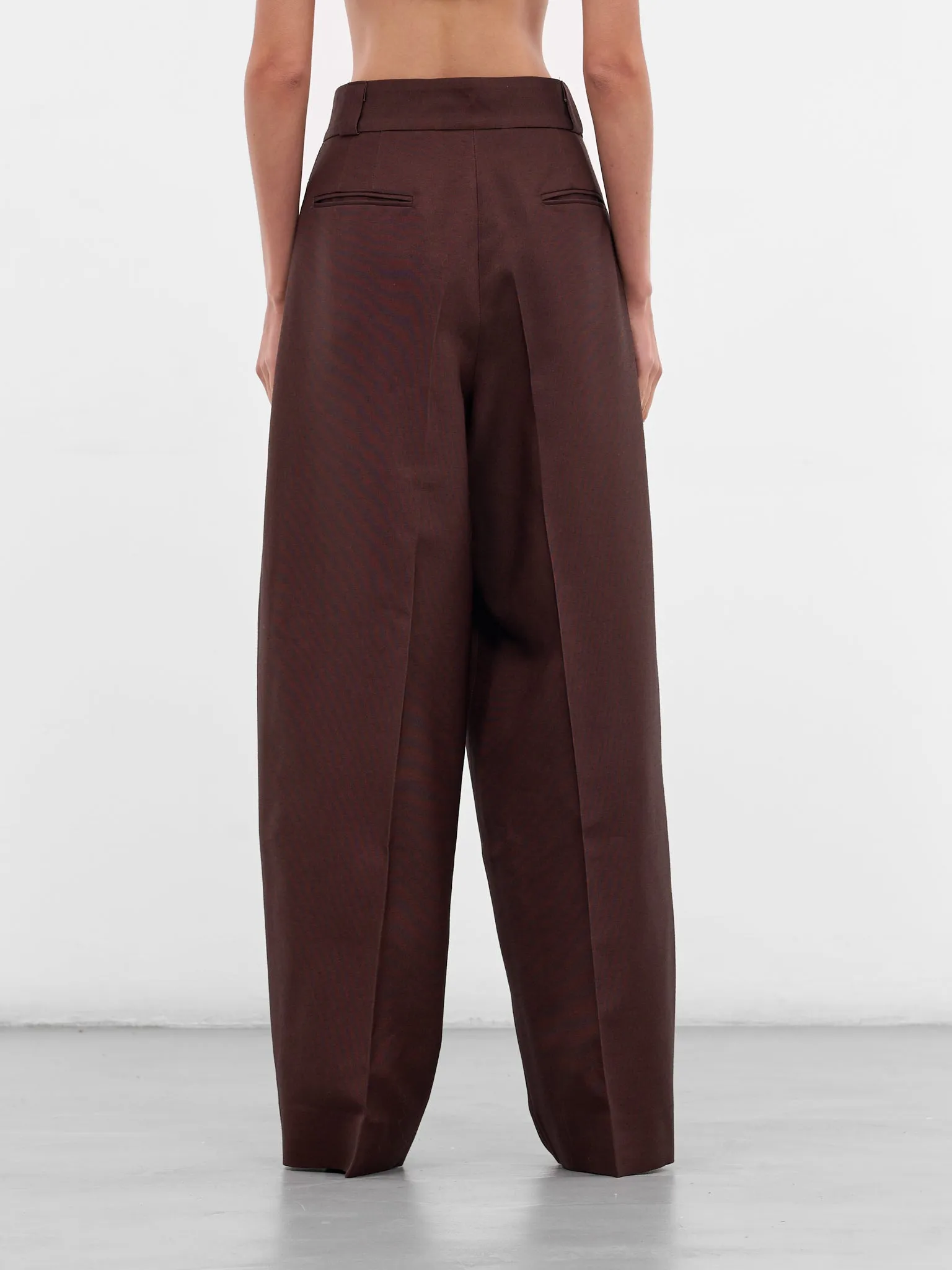 Brown Wool Wide Leg Trousers (NP08-P003-WOFA-BROWN) sold by lorenzo product image thumbnail 3
