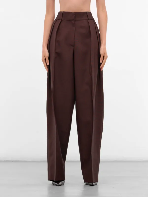 Brown Wool Wide Leg Trousers (NP08-P003-WOFA-BROWN) sold by lorenzo