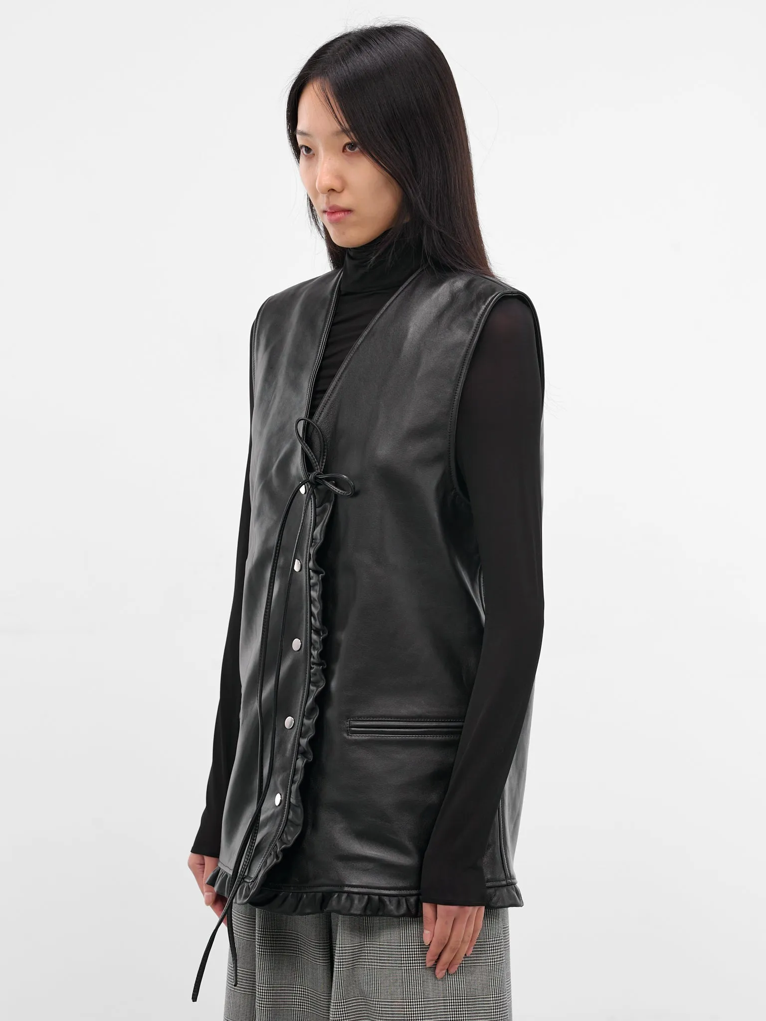 Black Lambskin Gala Vest (NP08-J013-LEA-DARK-BROWN) sold by lorenzo product image thumbnail 2