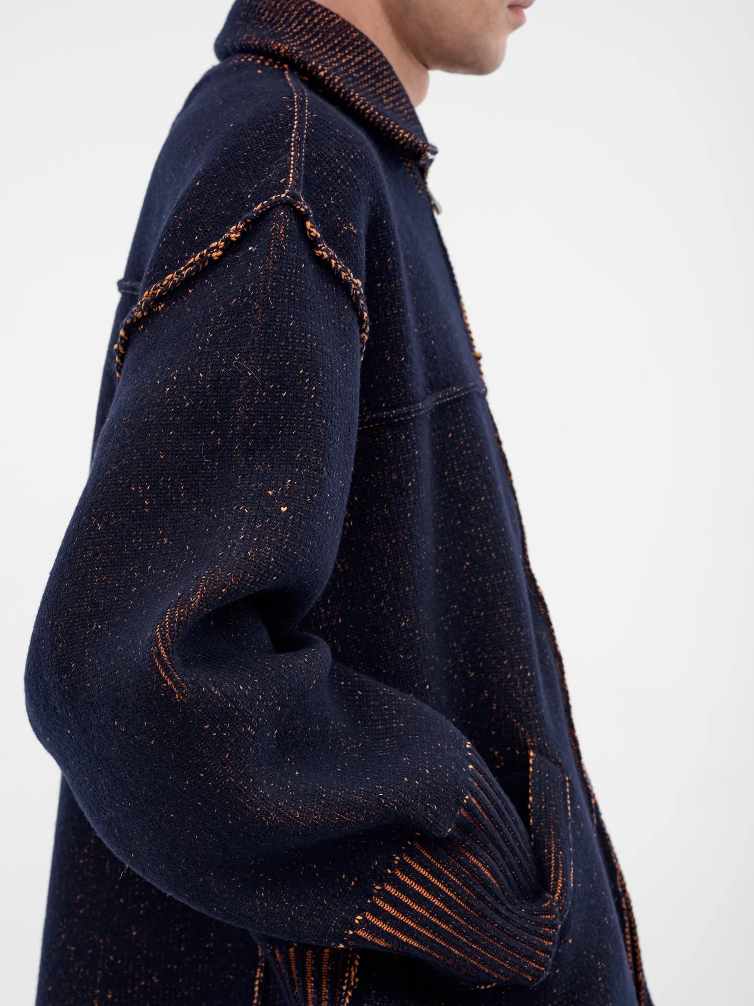 Navy Wool Knit Zip Jacket (25A0286-NAVY) sold by lorenzo product image thumbnail 4