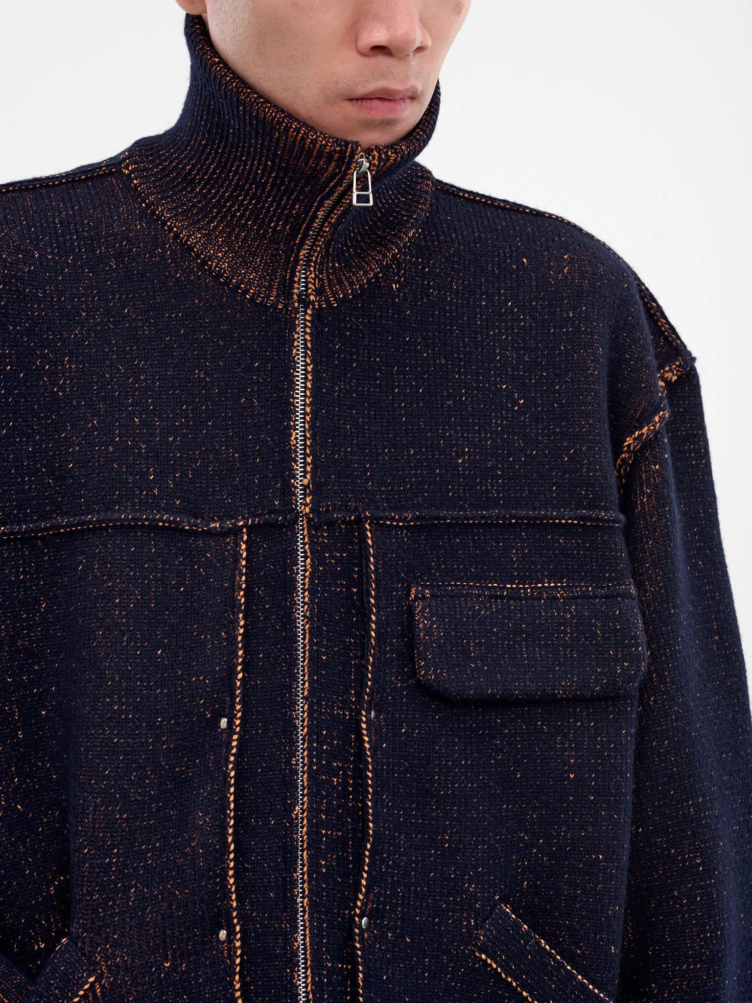 Navy Wool Knit Zip Jacket (25A0286-NAVY) sold by lorenzo product image thumbnail 5