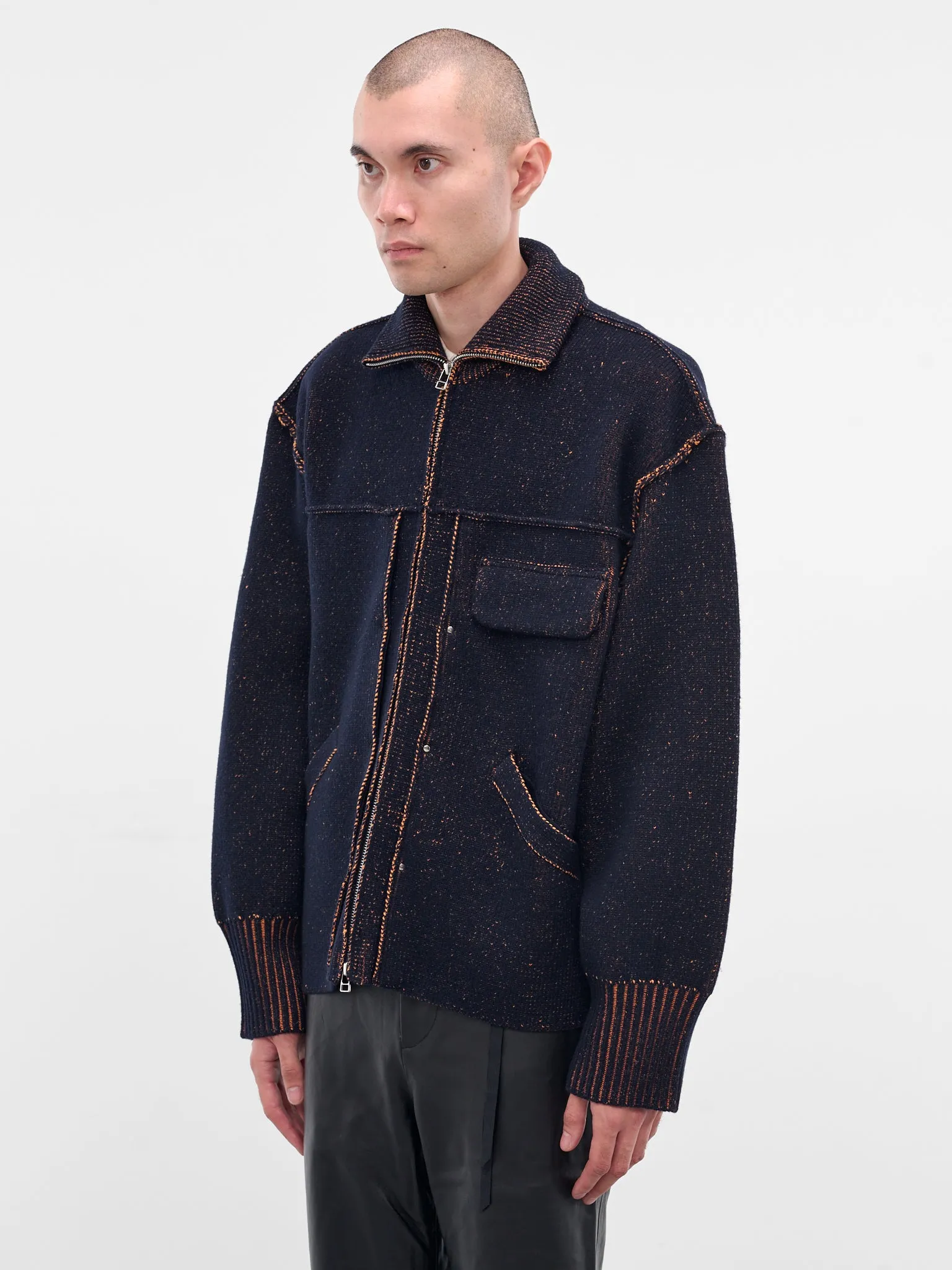 Navy Wool Knit Zip Jacket (25A0286-NAVY) sold by lorenzo product image thumbnail 2