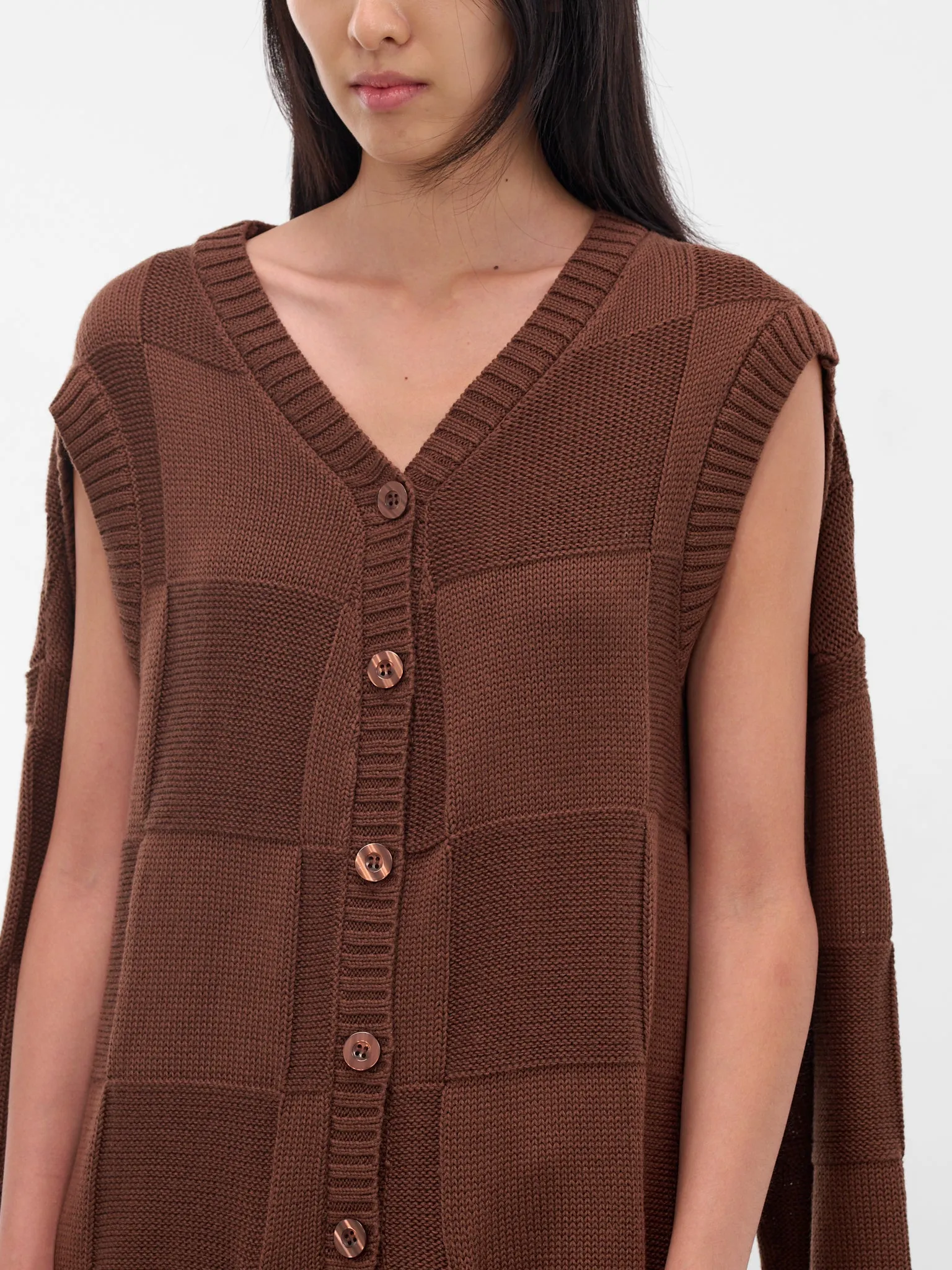 Square Knit Cardigan Dress (KL1-TPDR-LOKAR-CHOCOLATE-GREEN) sold by lorenzo product image thumbnail 4