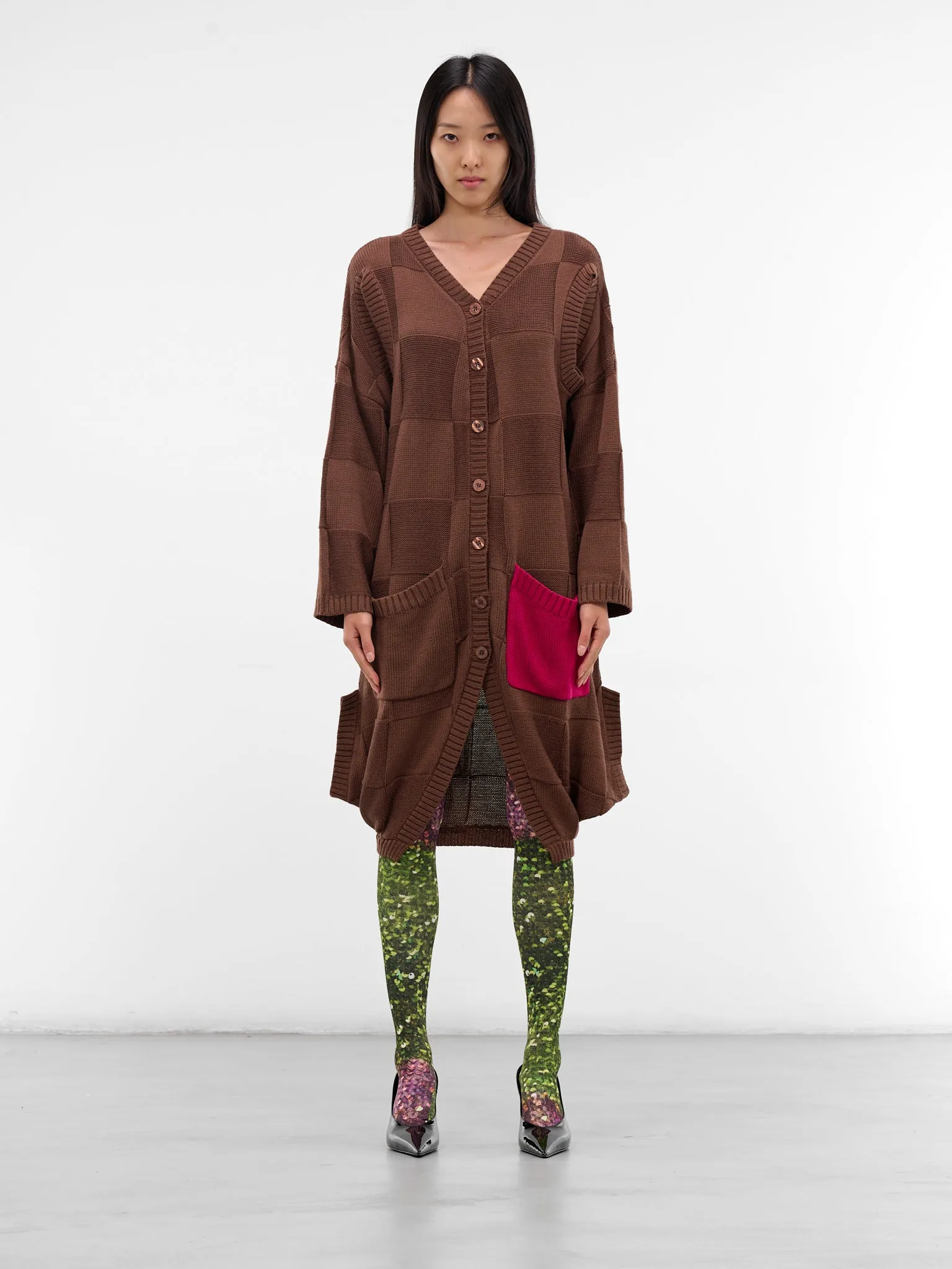 Square Knit Cardigan Dress (KL1-TPDR-LOKAR-CHOCOLATE-GREEN) sold by lorenzo