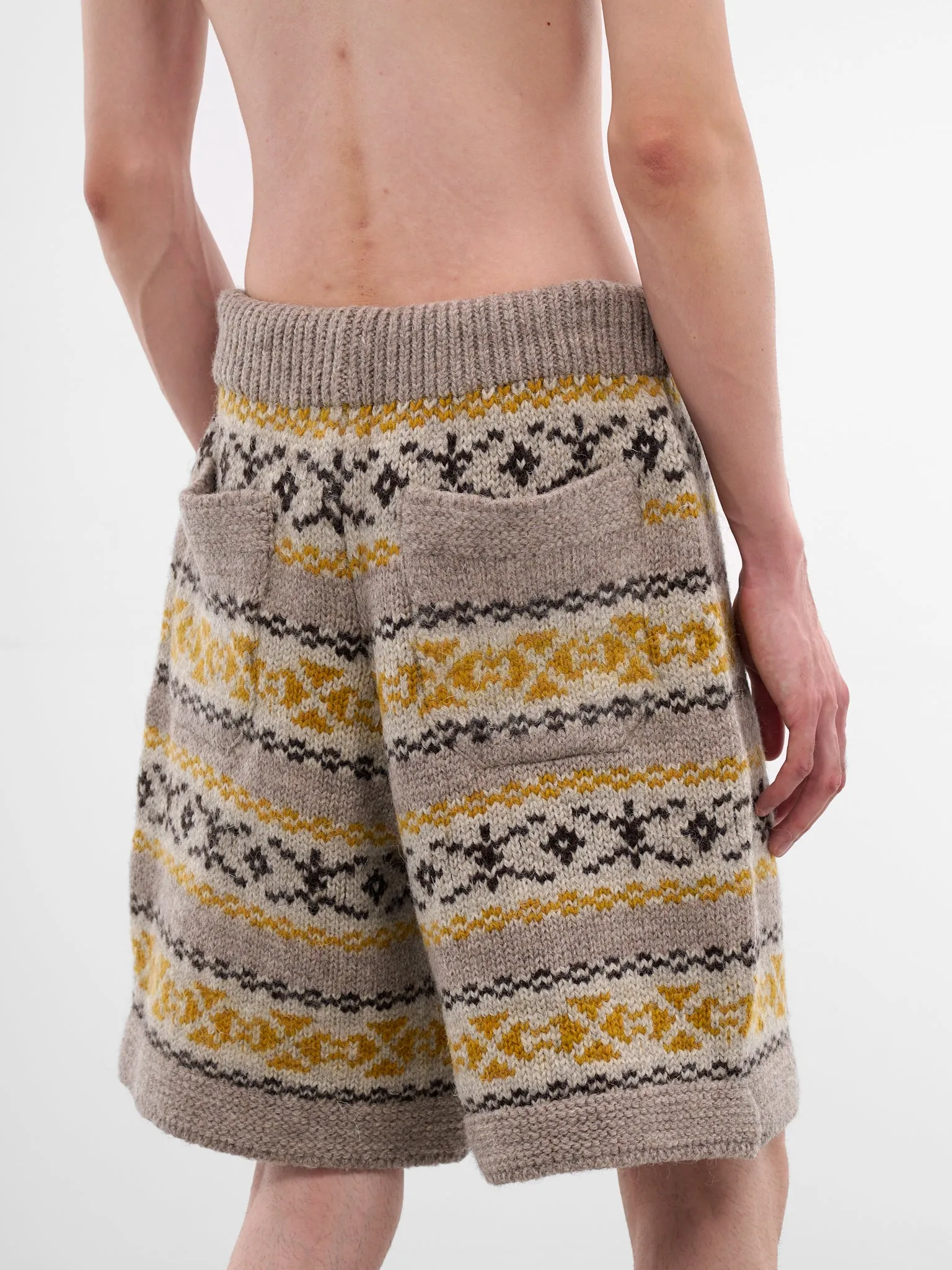 Fair Isle Wool Knit Shorts (K2509KN027-YELLOW) sold by lorenzo product image thumbnail 5