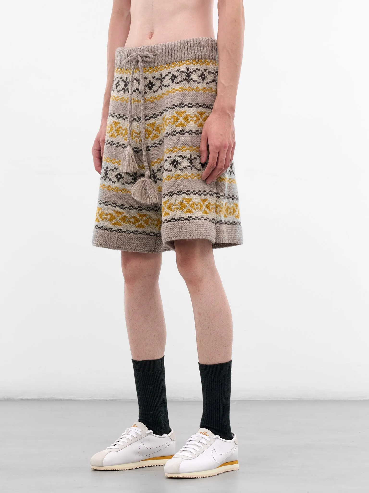 Fair Isle Wool Knit Shorts (K2509KN027-YELLOW) sold by lorenzo product image thumbnail 2