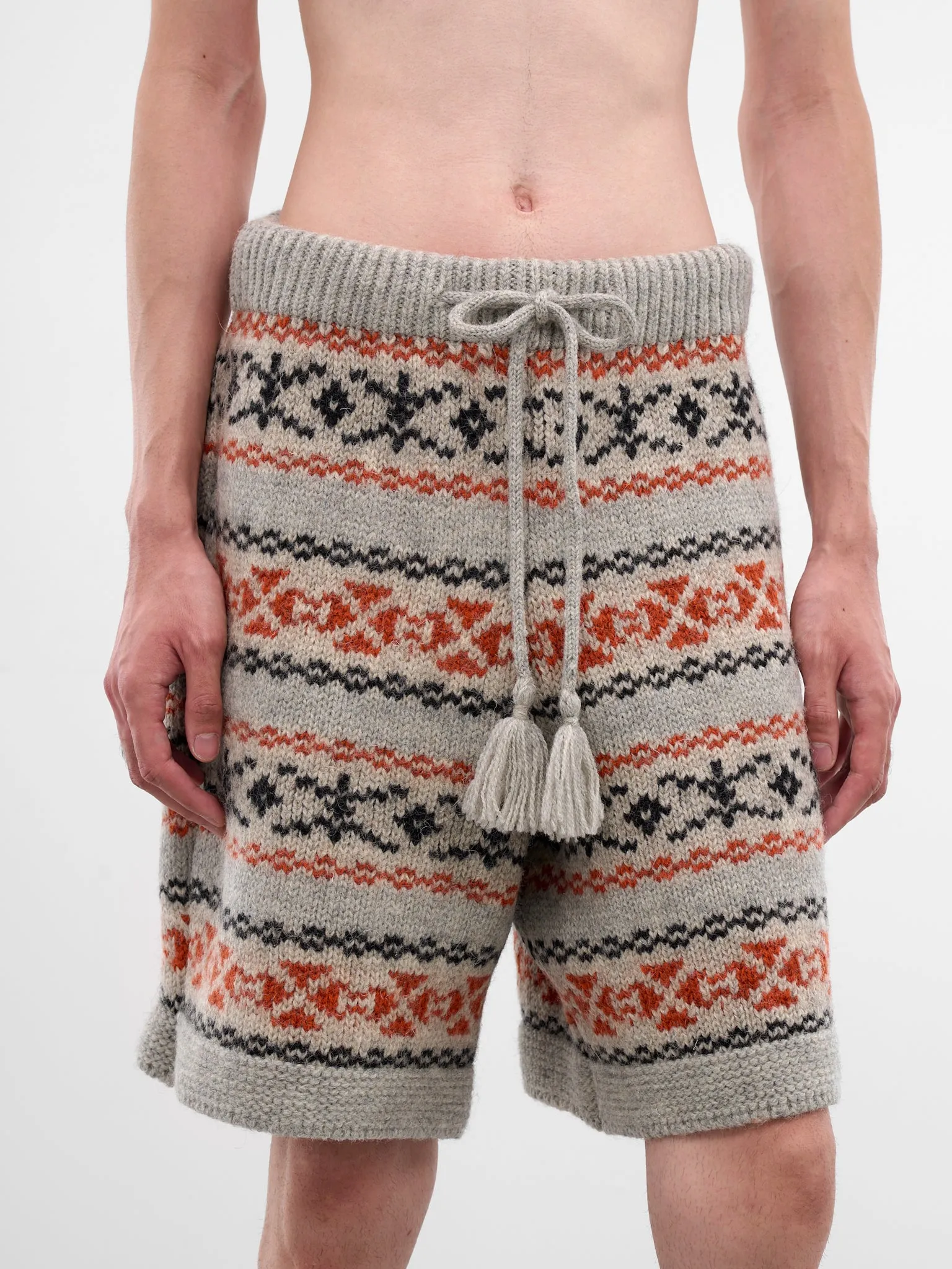 Fair Isle Wool Knit Shorts (K2509KN027-ORANGE) sold by lorenzo product image thumbnail 4
