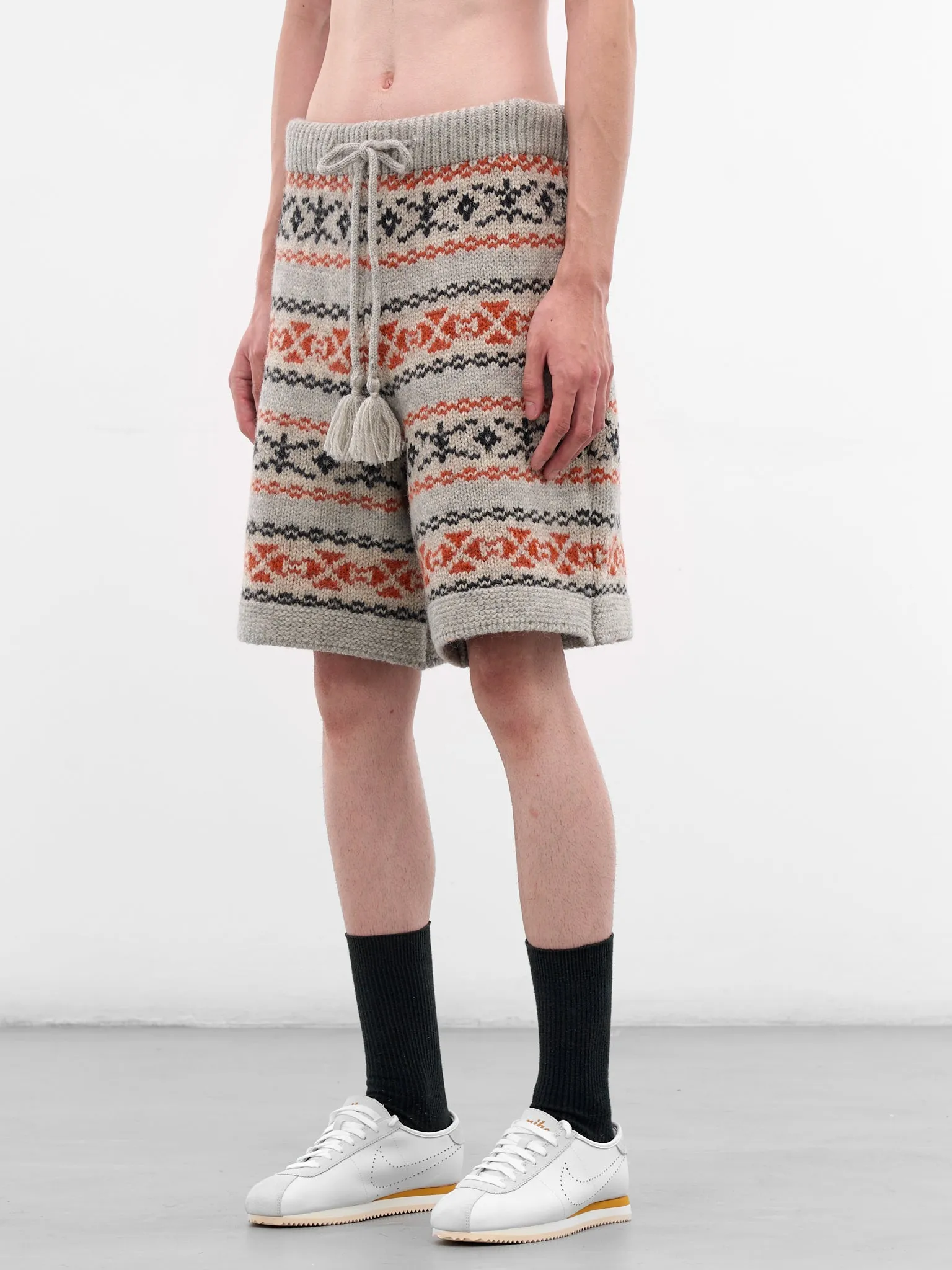 Fair Isle Wool Knit Shorts (K2509KN027-ORANGE) sold by lorenzo product image thumbnail 2
