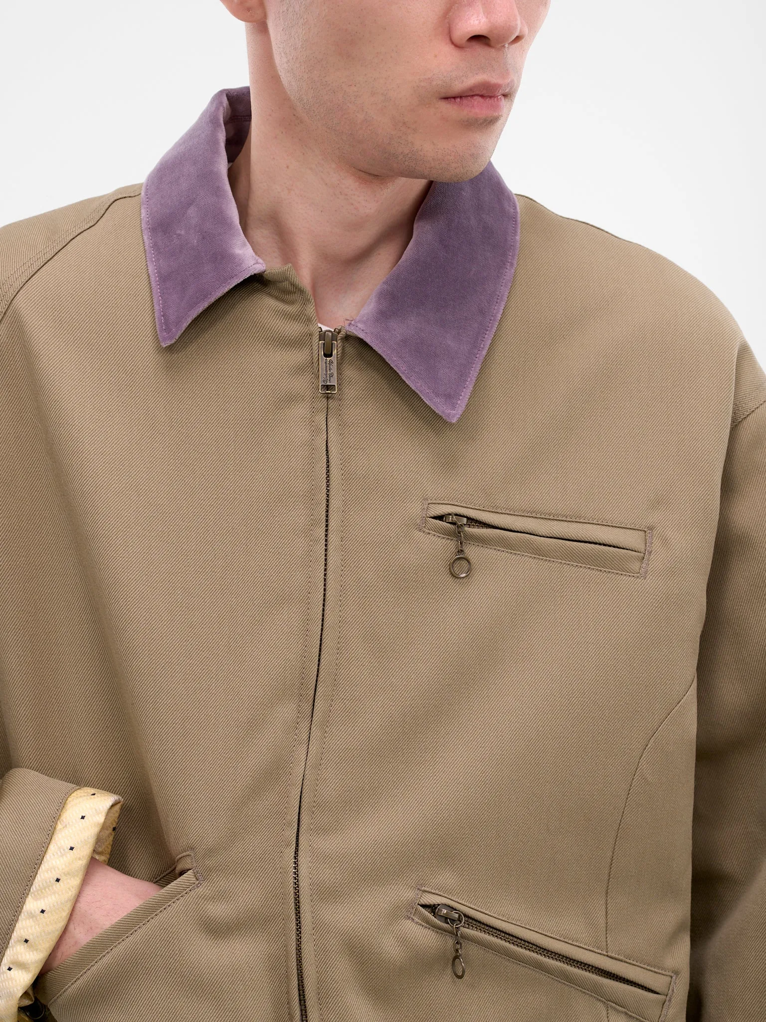 Beige Deconstructed Asymmetric Work Jacket (UC2E1207-GRAY-BEIGE) sold by lorenzo product image thumbnail 4