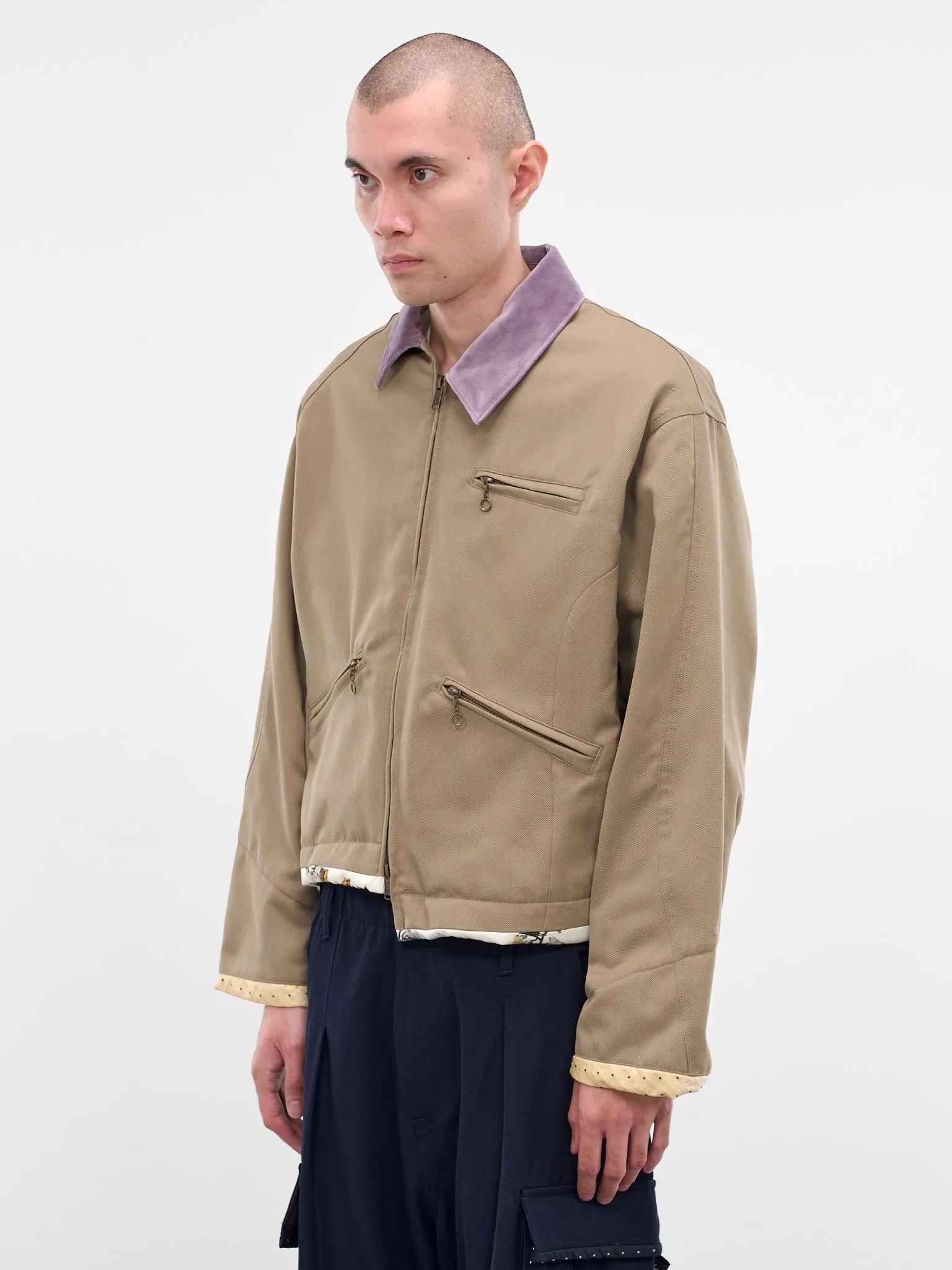 Beige Deconstructed Asymmetric Work Jacket (UC2E1207-GRAY-BEIGE) sold by lorenzo product image thumbnail 2