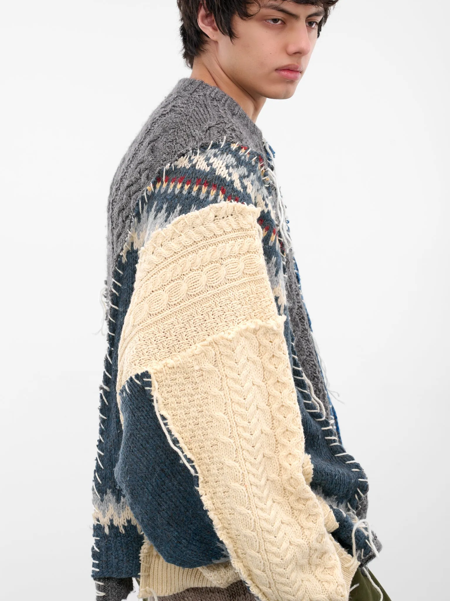 Deconstructed Patchwork Knit Sweater (DC-NS-KN-03-MULTI) sold by lorenzo product image thumbnail 5