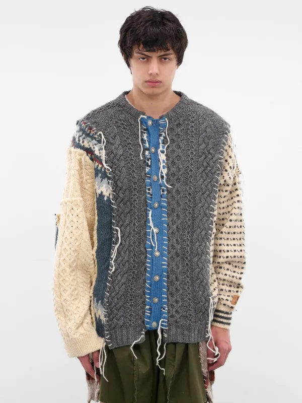 Deconstructed Patchwork Knit Sweater (DC-NS-KN-03-MULTI) sold by lorenzo