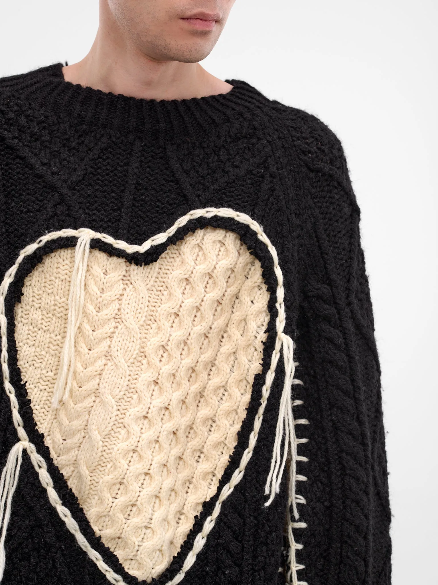 Black Deconstructed Heart Knit Sweater (DC-NS-KN-11-BLACK) sold by lorenzo product image thumbnail 4