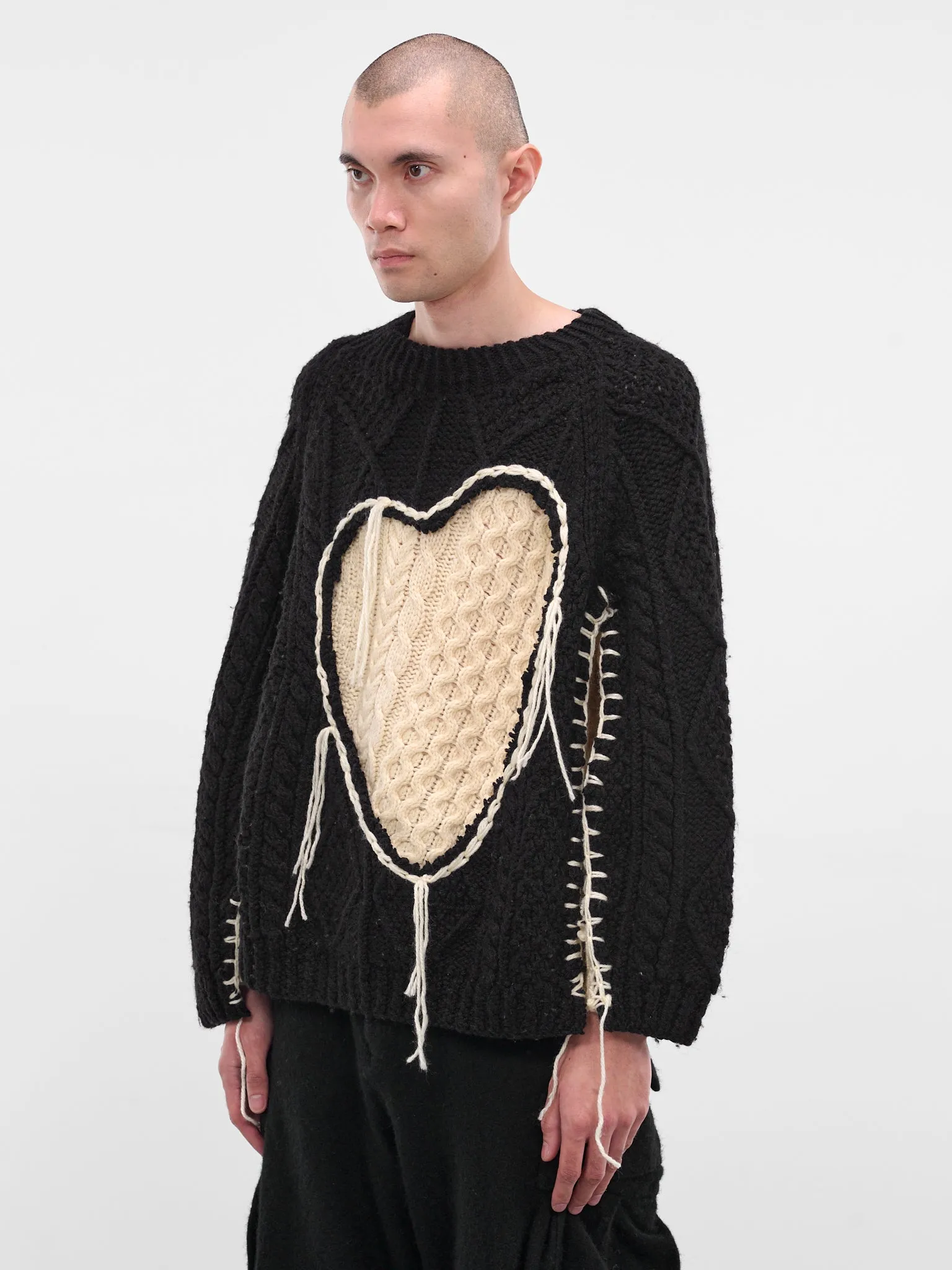 Black Deconstructed Heart Knit Sweater (DC-NS-KN-11-BLACK) sold by lorenzo product image thumbnail 2