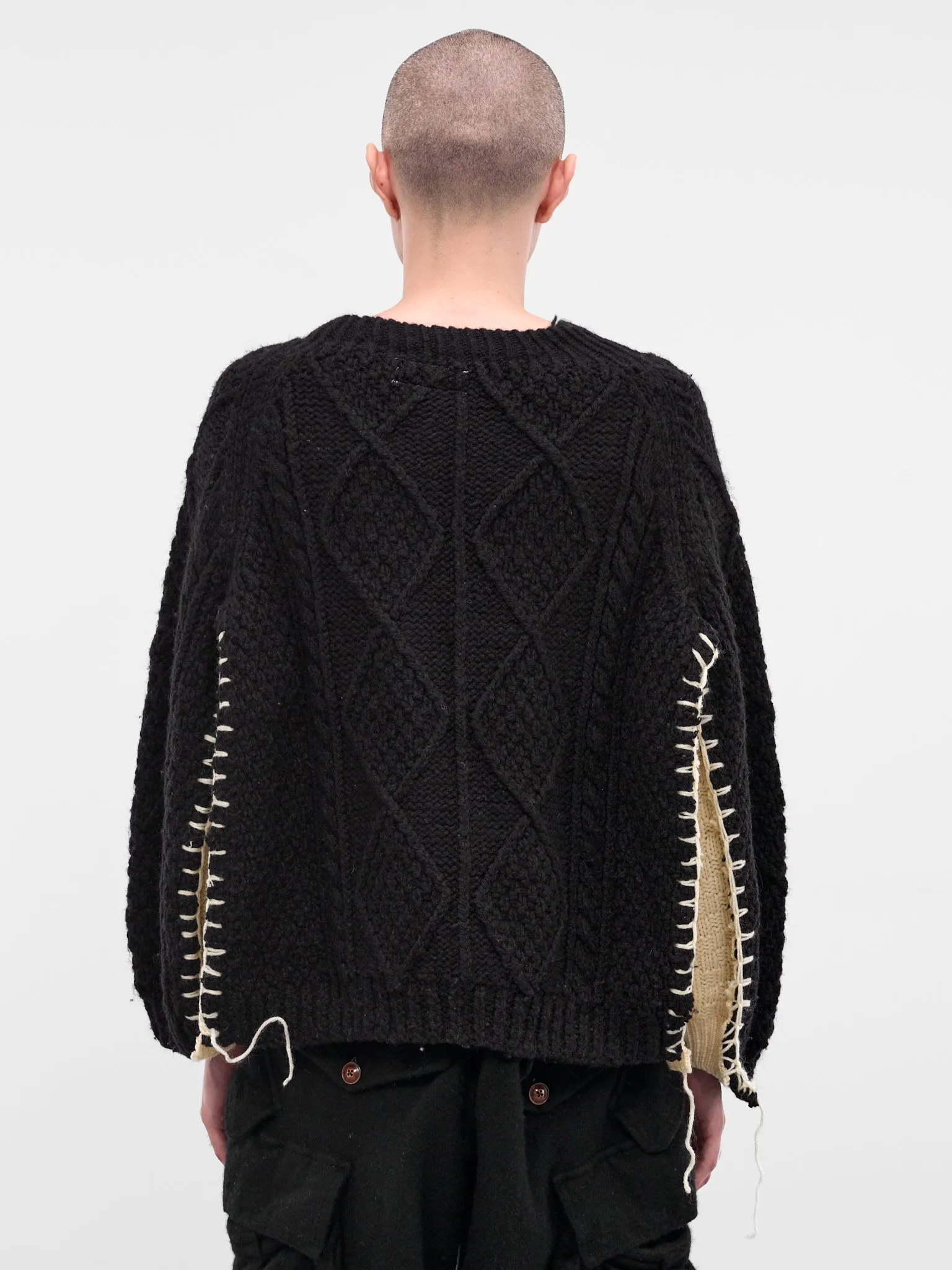 Black Deconstructed Heart Knit Sweater (DC-NS-KN-11-BLACK) sold by lorenzo product image thumbnail 3