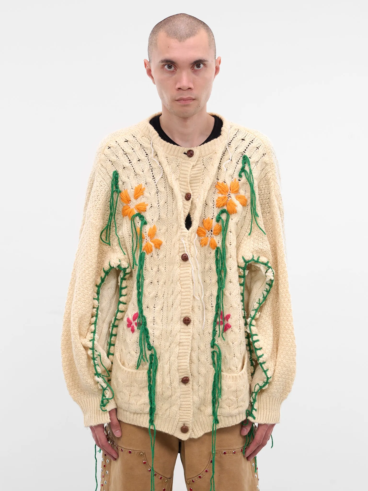 Deconstructed Floral Knit Cardigan (DC-NS-KN-05-WHITE) sold by lorenzo