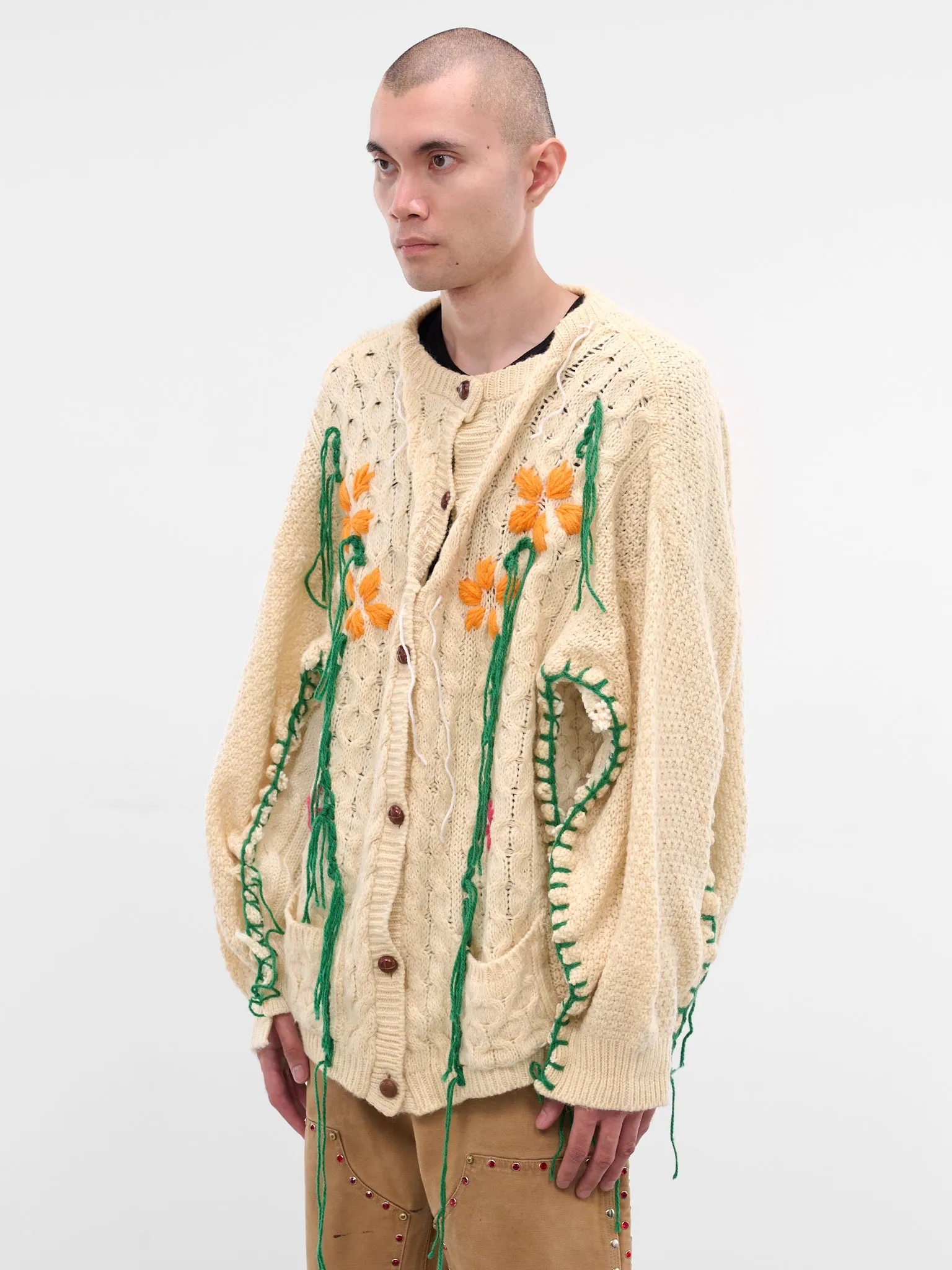 Deconstructed Floral Knit Cardigan (DC-NS-KN-05-WHITE) sold by lorenzo product image thumbnail 2