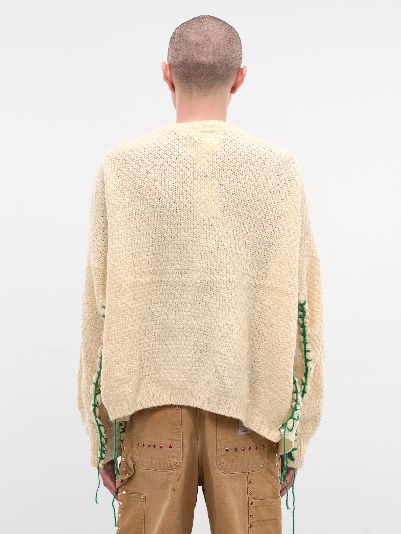 Deconstructed Floral Knit Cardigan (DC-NS-KN-05-WHITE) sold by lorenzo product image thumbnail 3