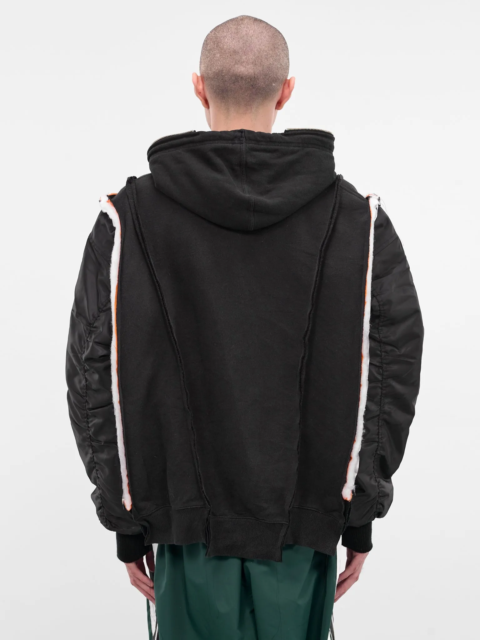 Black Hybrid Bomber Zip Hoodie (DC-NS-BL-07-BLACK) sold by lorenzo product image thumbnail 3